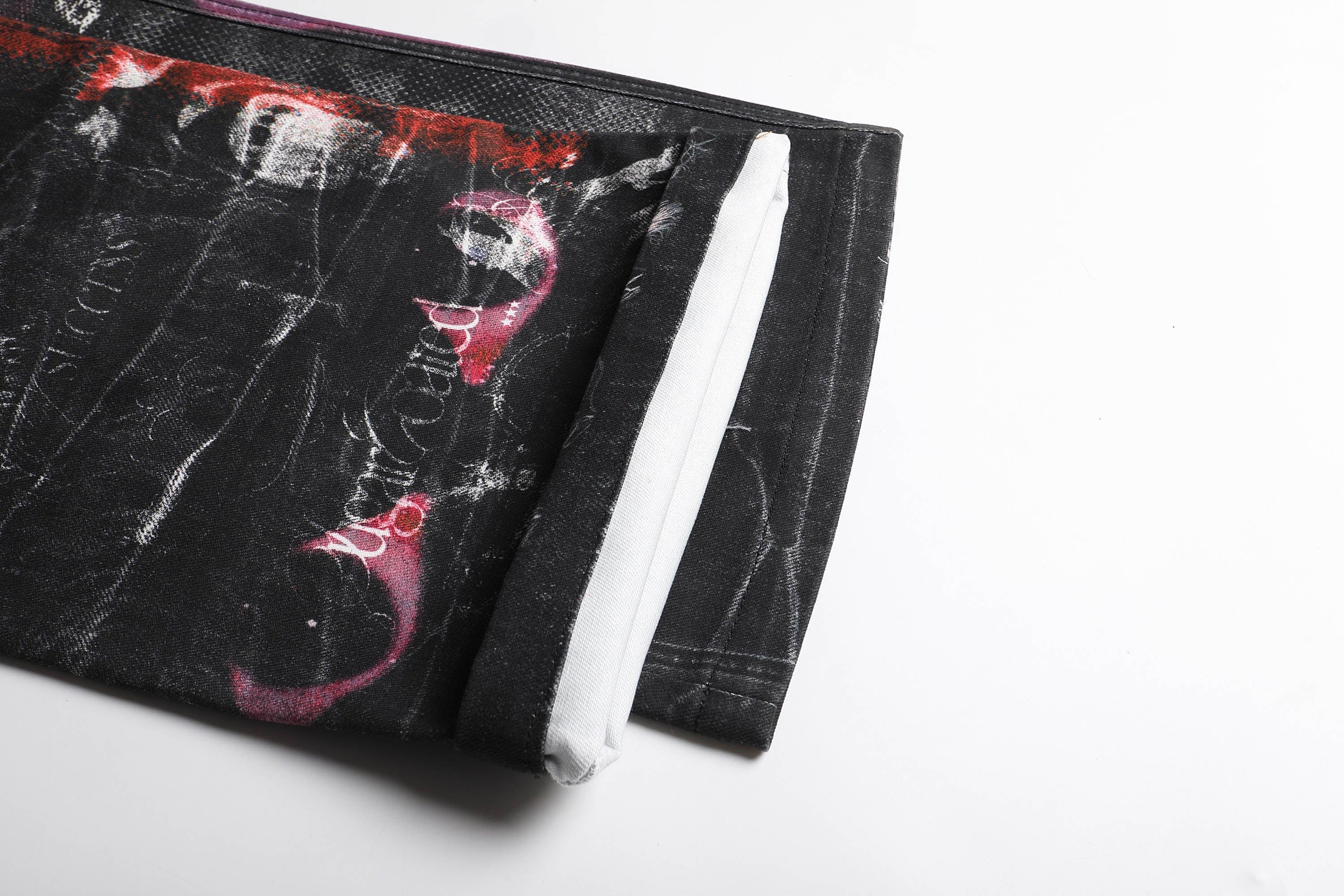 DND4DES Distressed Cyber Virus Flared Jeans, premium urban and streetwear designers apparel on PROJECTISR.com, DND4DES