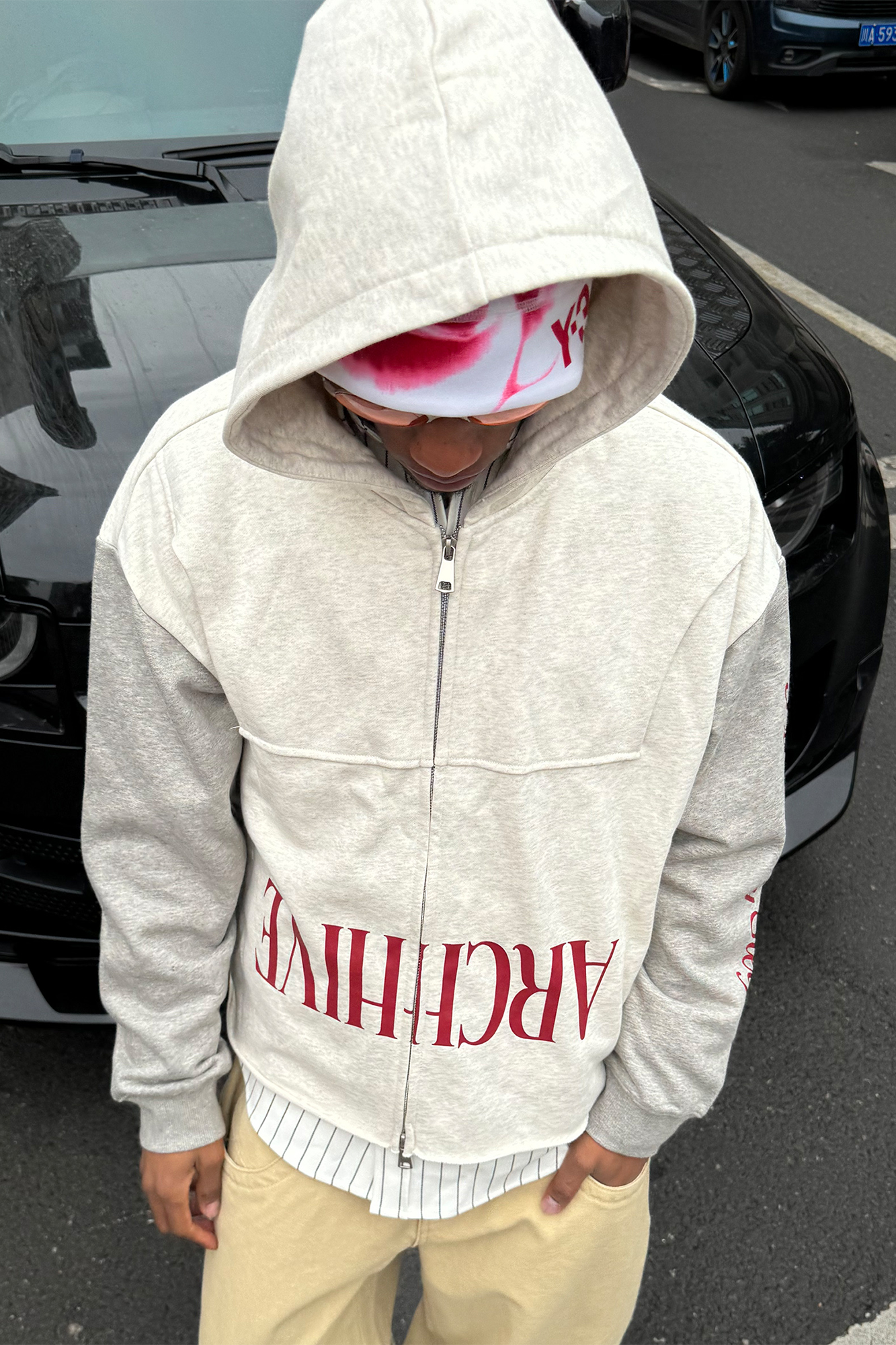 STEEPC Spliced Two-Tone Graphic Hooded Jacket, premium urban and streetwear designers apparel on PROJECTISR.com, STEEPC