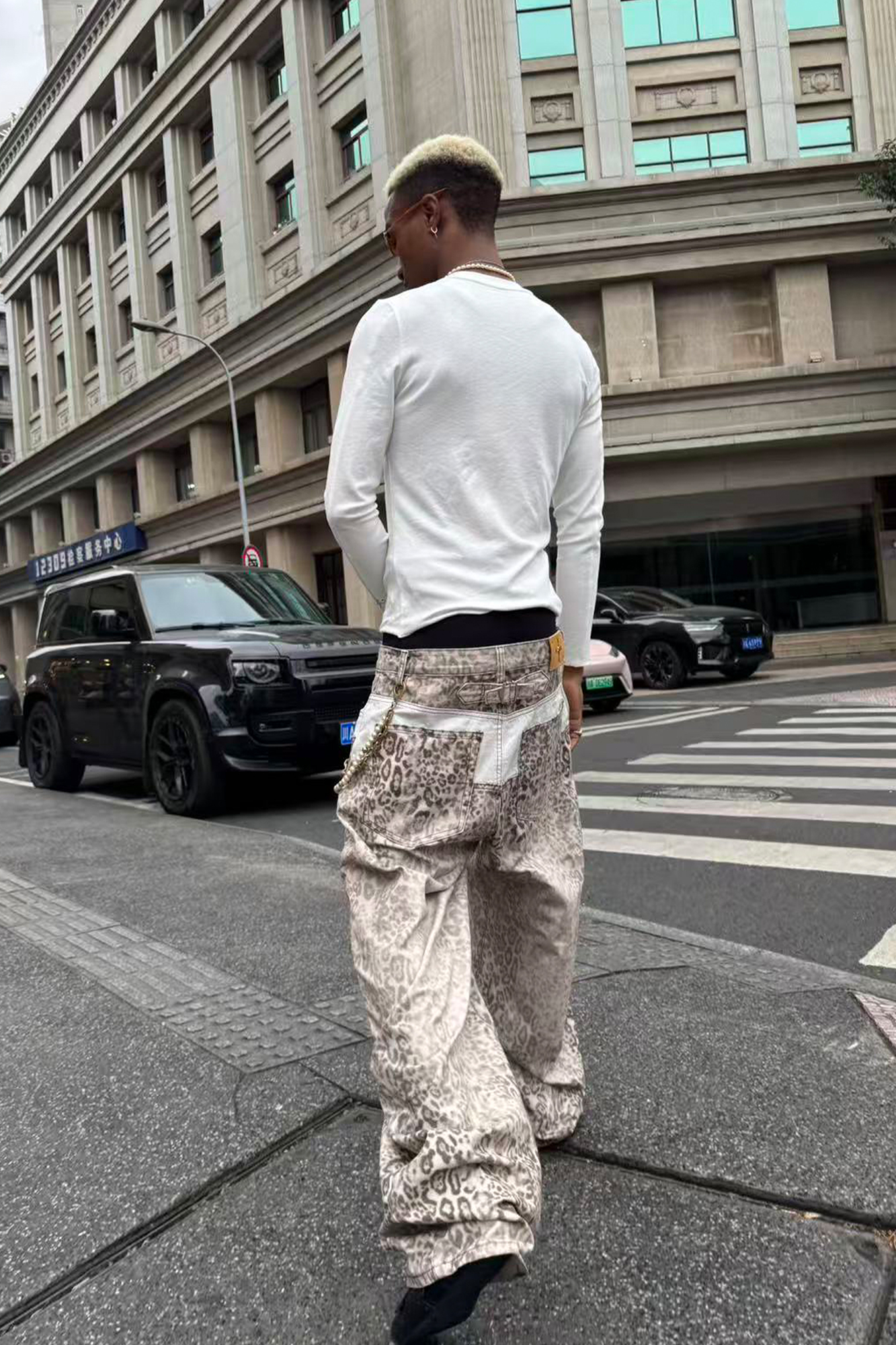 STEEPC Leopard Washed Paneled Wide-Leg Pants, premium urban and streetwear designers apparel on PROJECTISR.com, STEEPC