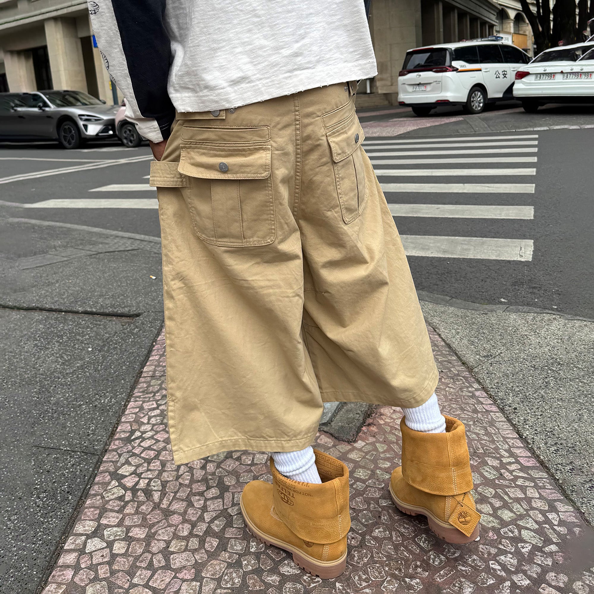 STEEPC Double-Belt Culotte Shorts, premium urban and streetwear designers apparel on PROJECTISR.com, STEEPC