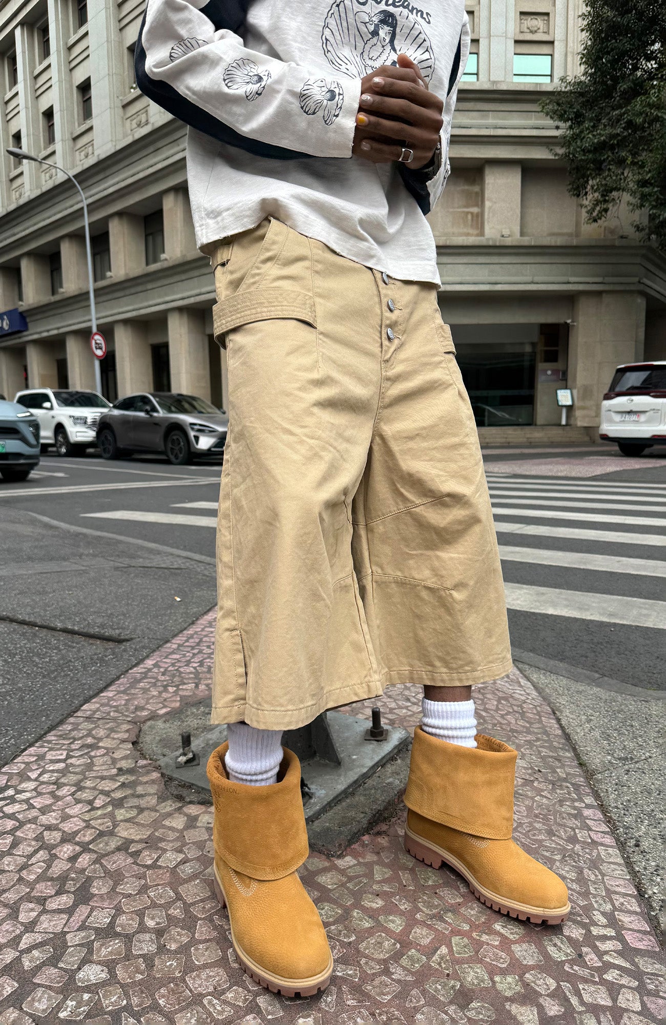 STEEPC Double-Belt Culotte Shorts, premium urban and streetwear designers apparel on PROJECTISR.com, STEEPC
