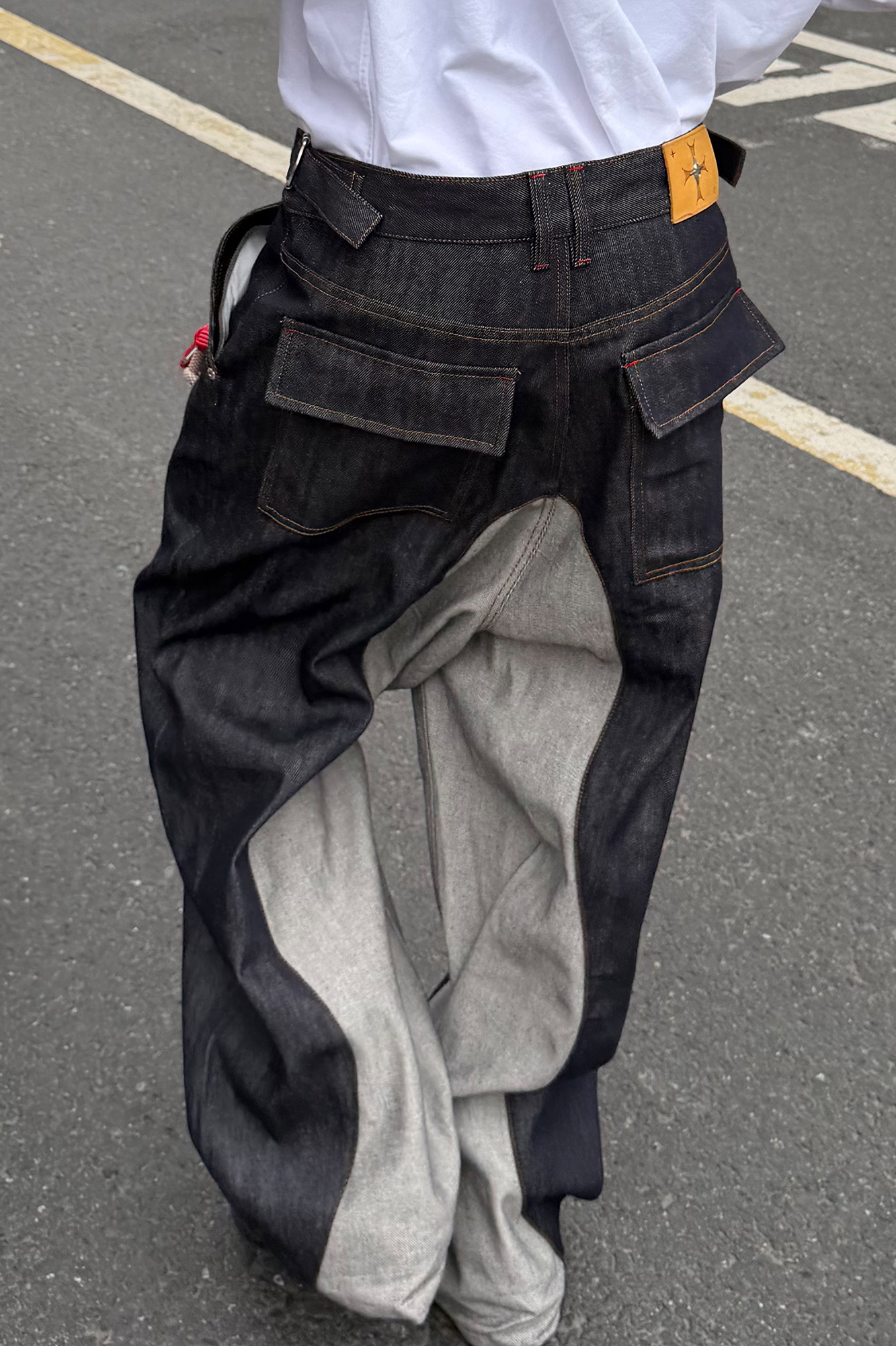 STEEPC Inverted Panel Snap-Fly Raw Jeans, premium urban and streetwear designers apparel on PROJECTISR.com, STEEPC