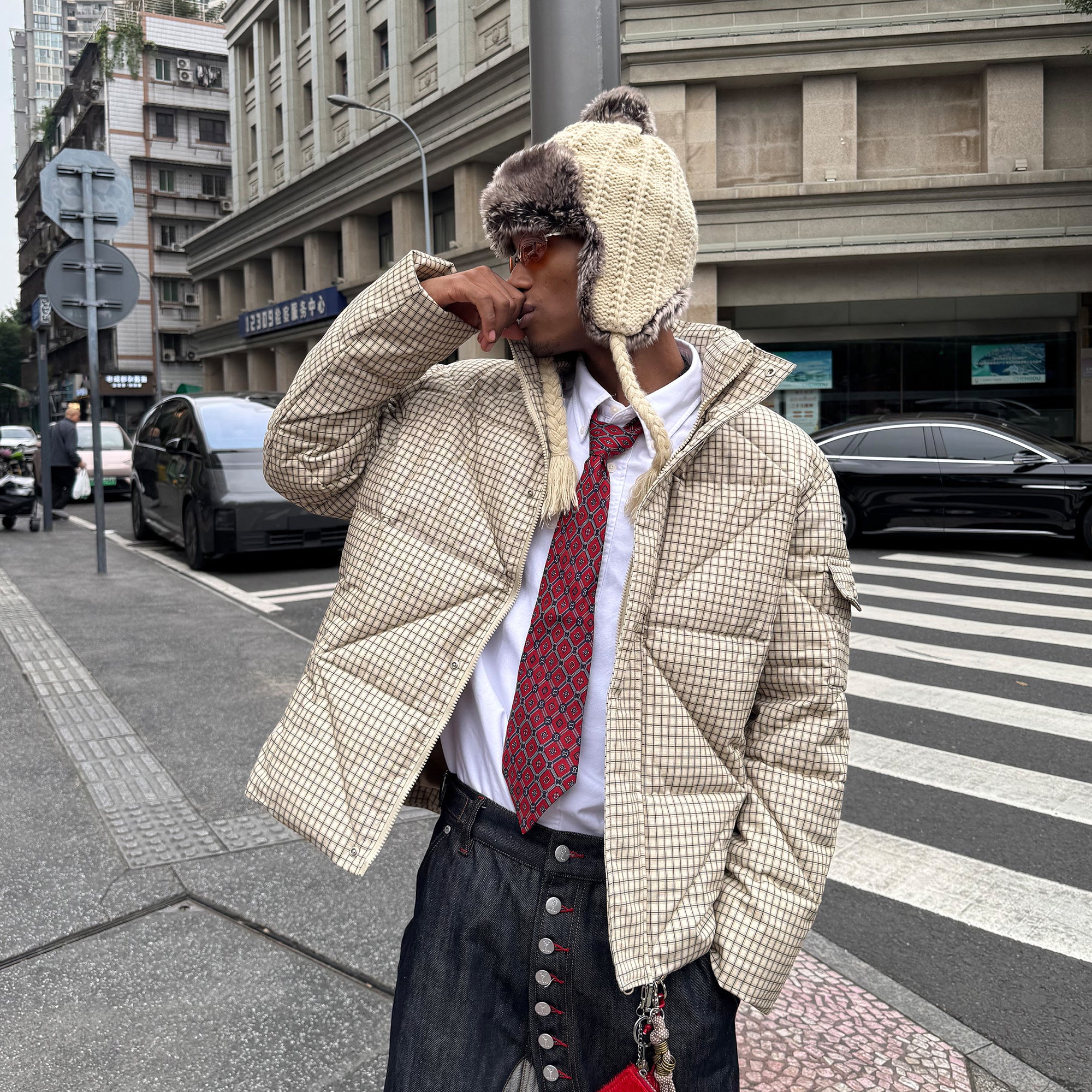 STEEPC Plaid Quilted Padded Jacket