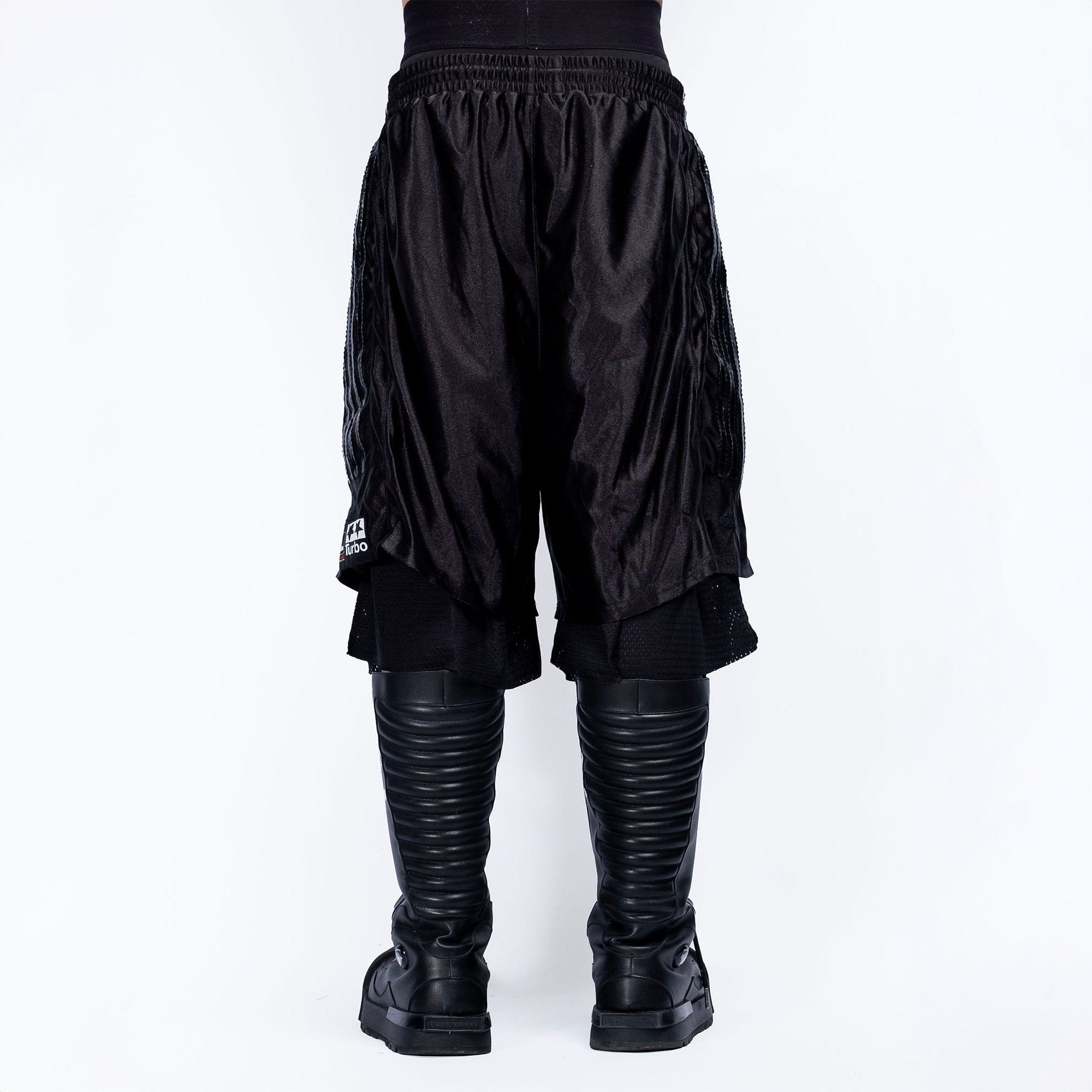 FVVO Layered Mesh Satin Striped Shorts, premium urban and streetwear designers apparel on PROJECTISR.com, FVVO