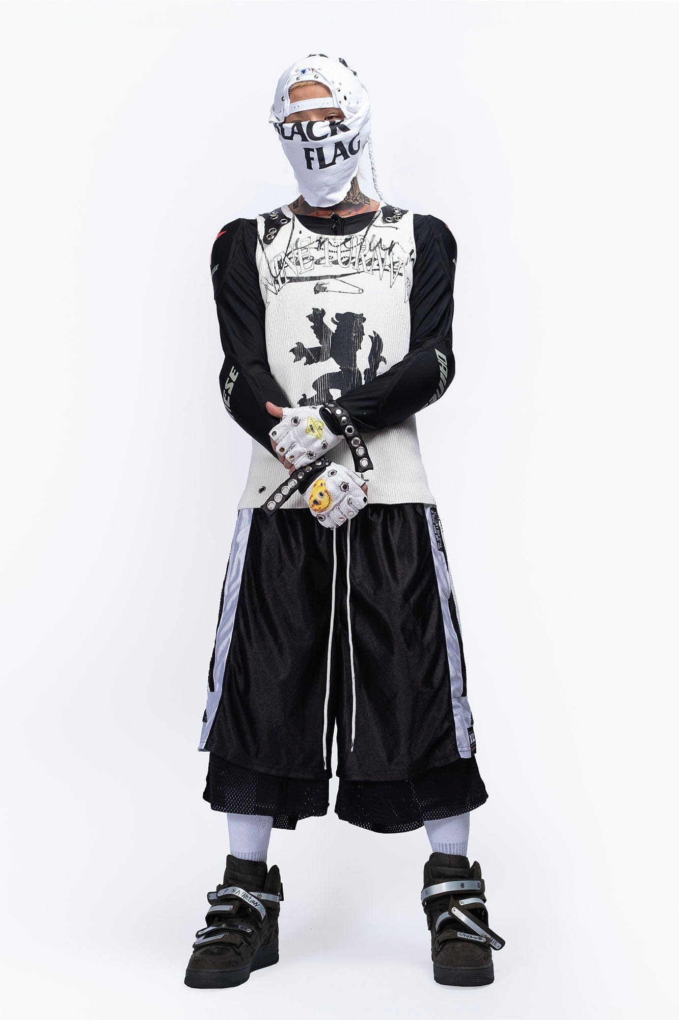 FVVO Layered Mesh Satin Striped Shorts, premium urban and streetwear designers apparel on PROJECTISR.com, FVVO