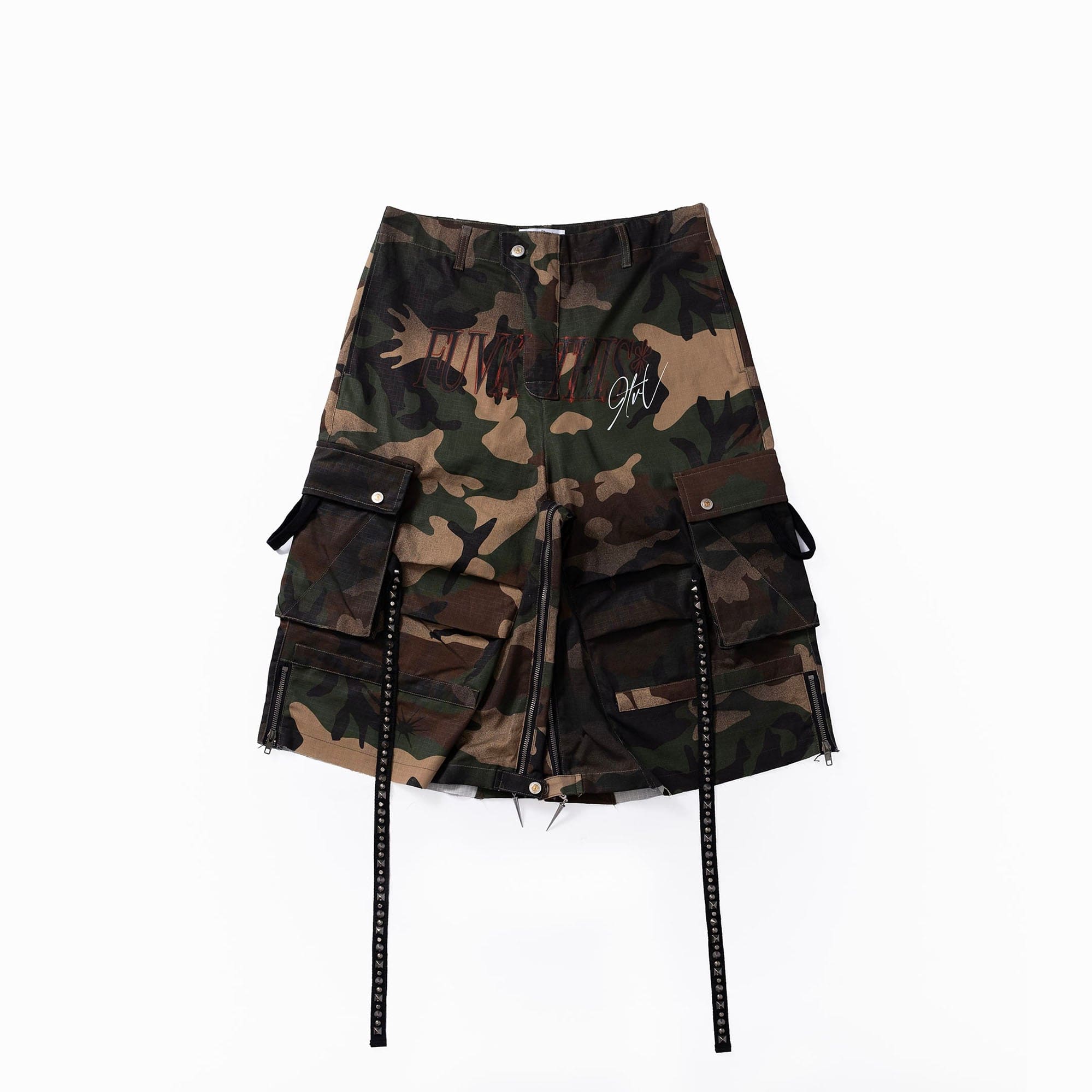 FVVO Distressed Rivet Strap Cargo Shorts Camo, premium urban and streetwear designers apparel on PROJECTISR.com, FVVO