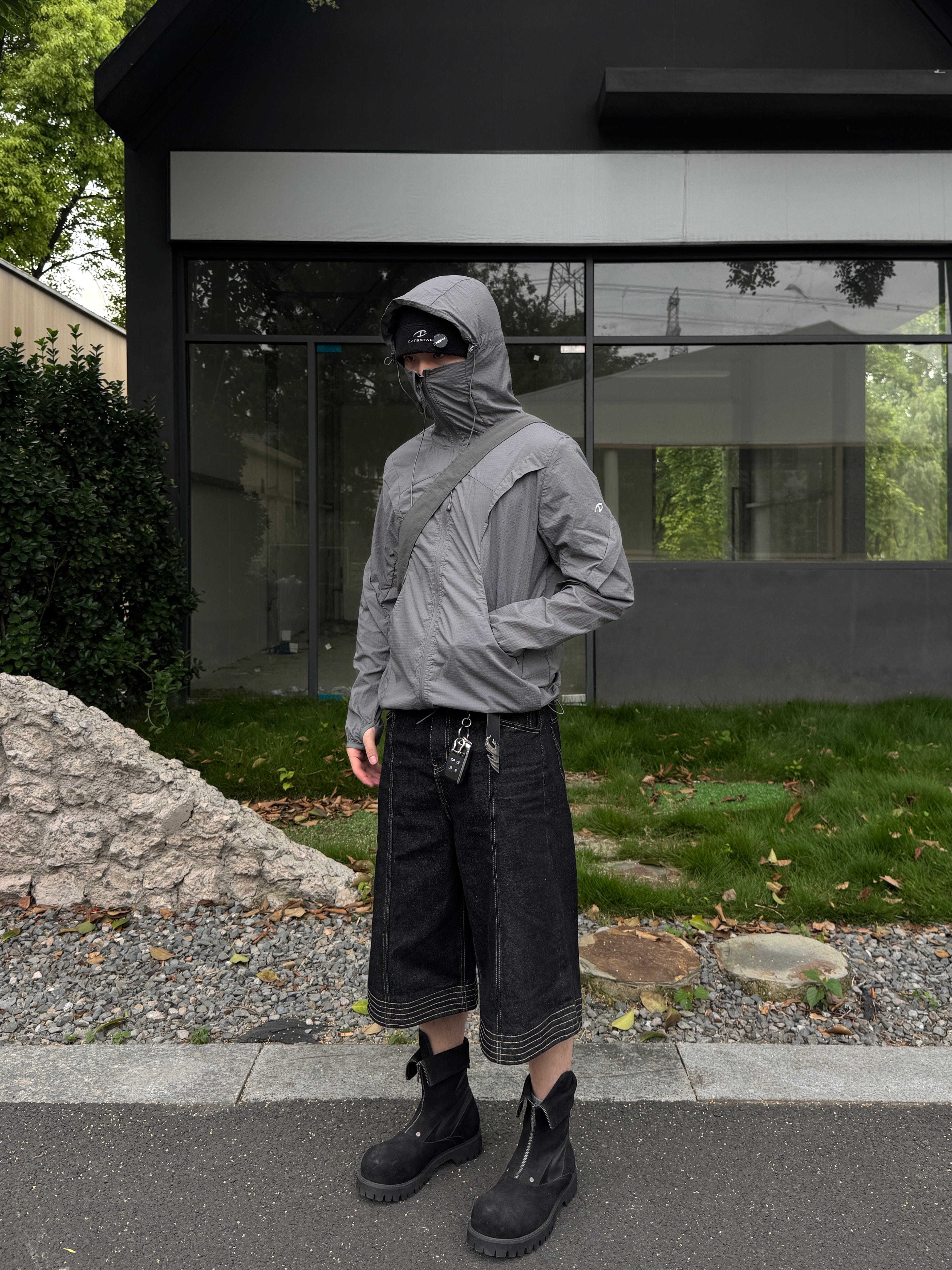 CATSSTAC Arc Panel Dual-Zip UV Protect Hooded Jacket, premium urban and streetwear designers apparel on PROJECTISR.com, CATSSTAC
