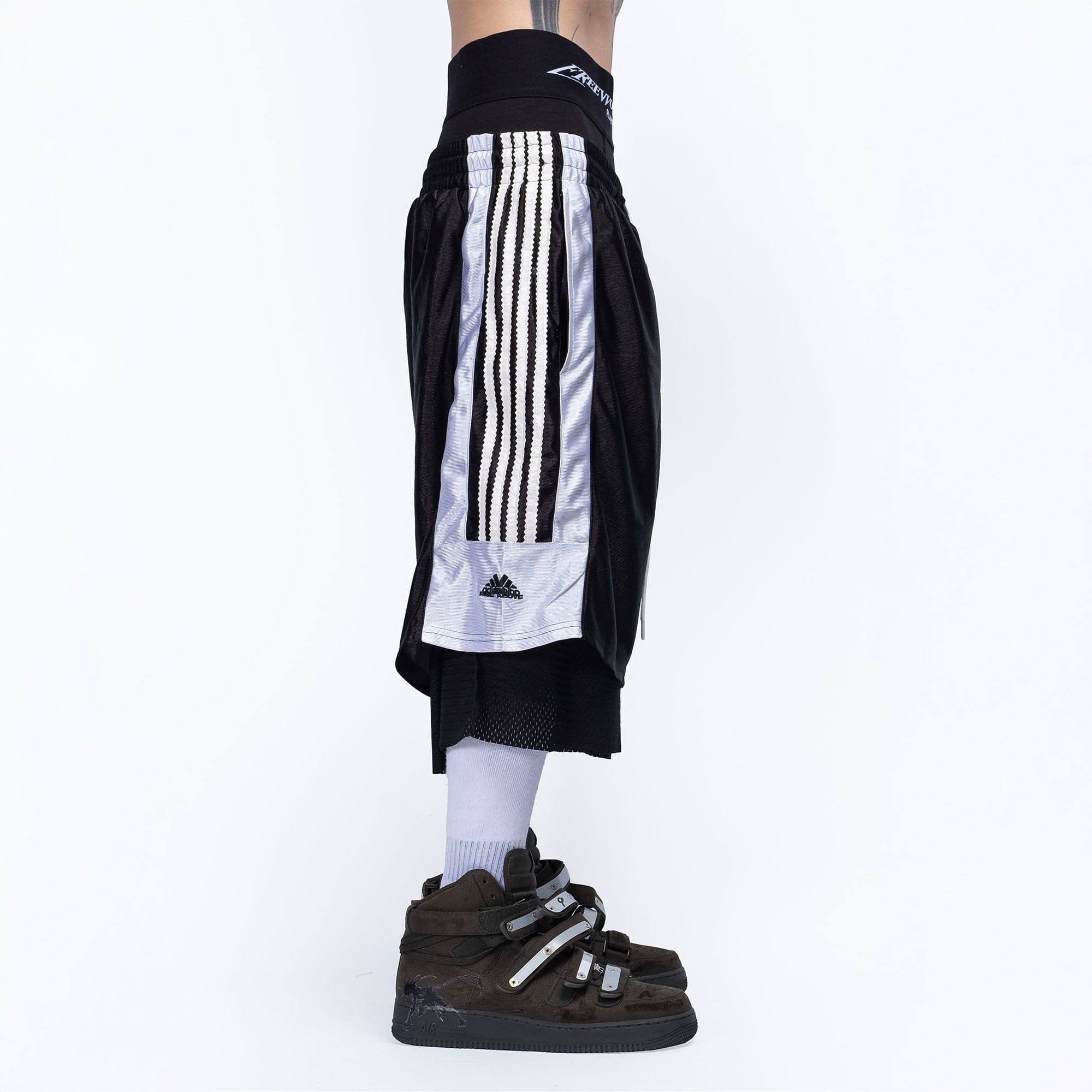 FVVO Layered Mesh Satin Striped Shorts, premium urban and streetwear designers apparel on PROJECTISR.com, FVVO