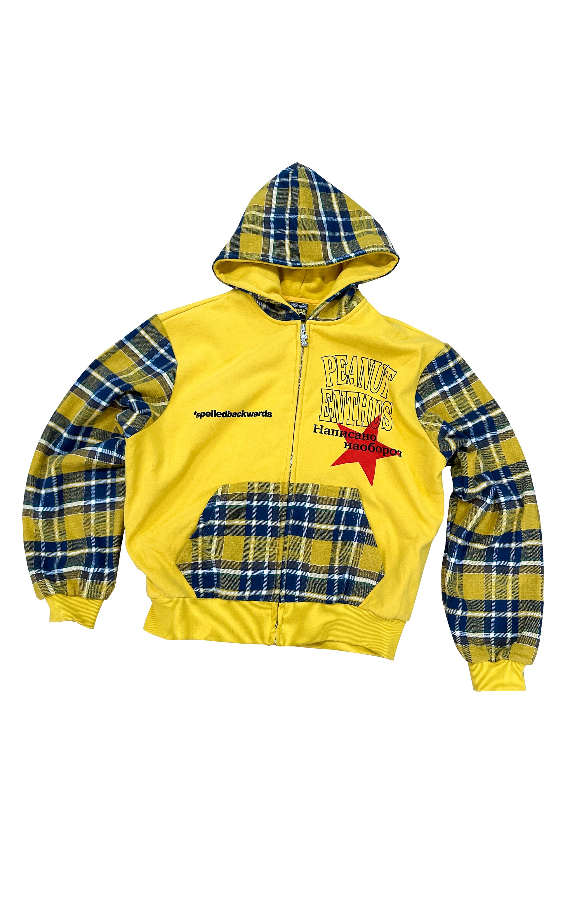 EVETS Plaid Panel Zip-Up Street Hoodie, premium urban and streetwear designers apparel on PROJECTISR.com, EVETS