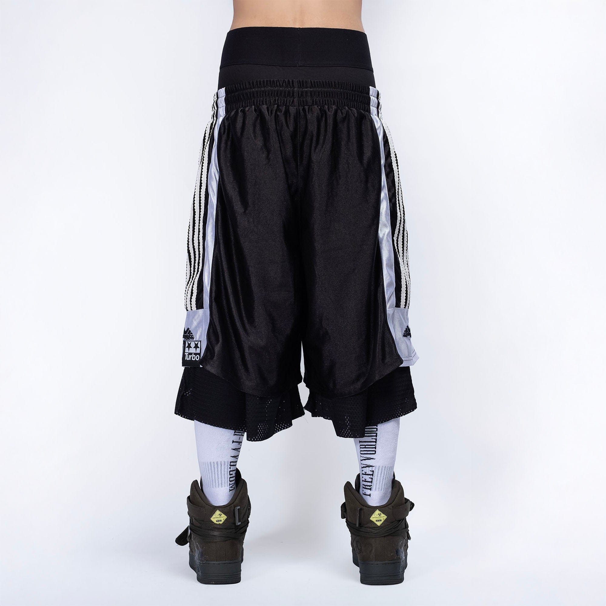 FVVO Layered Mesh Satin Striped Shorts, premium urban and streetwear designers apparel on PROJECTISR.com, FVVO
