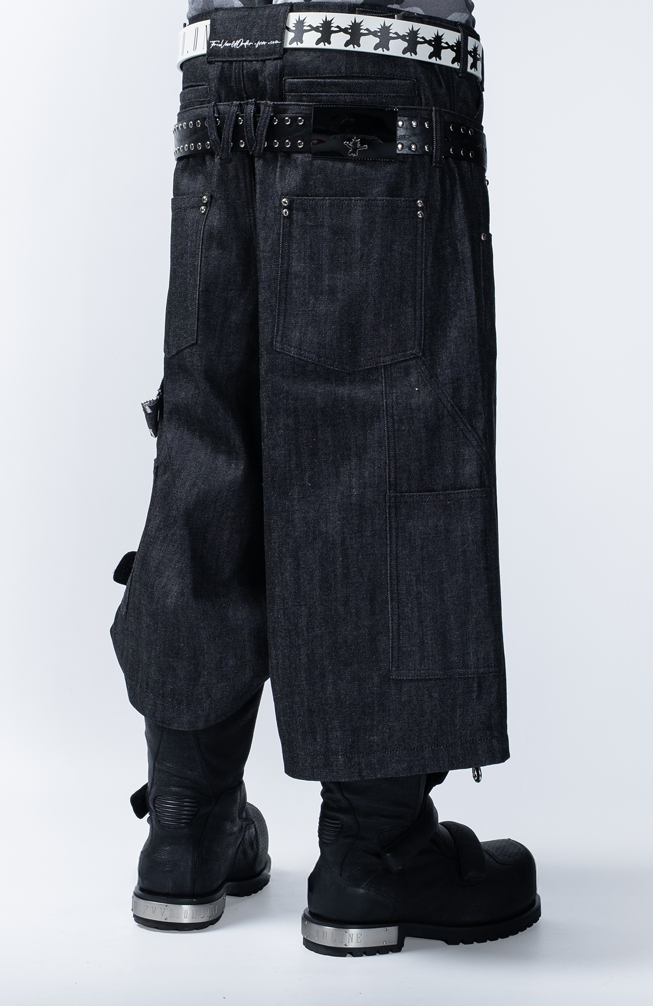 FVVO Layered-Waist Studded Cropped Pants