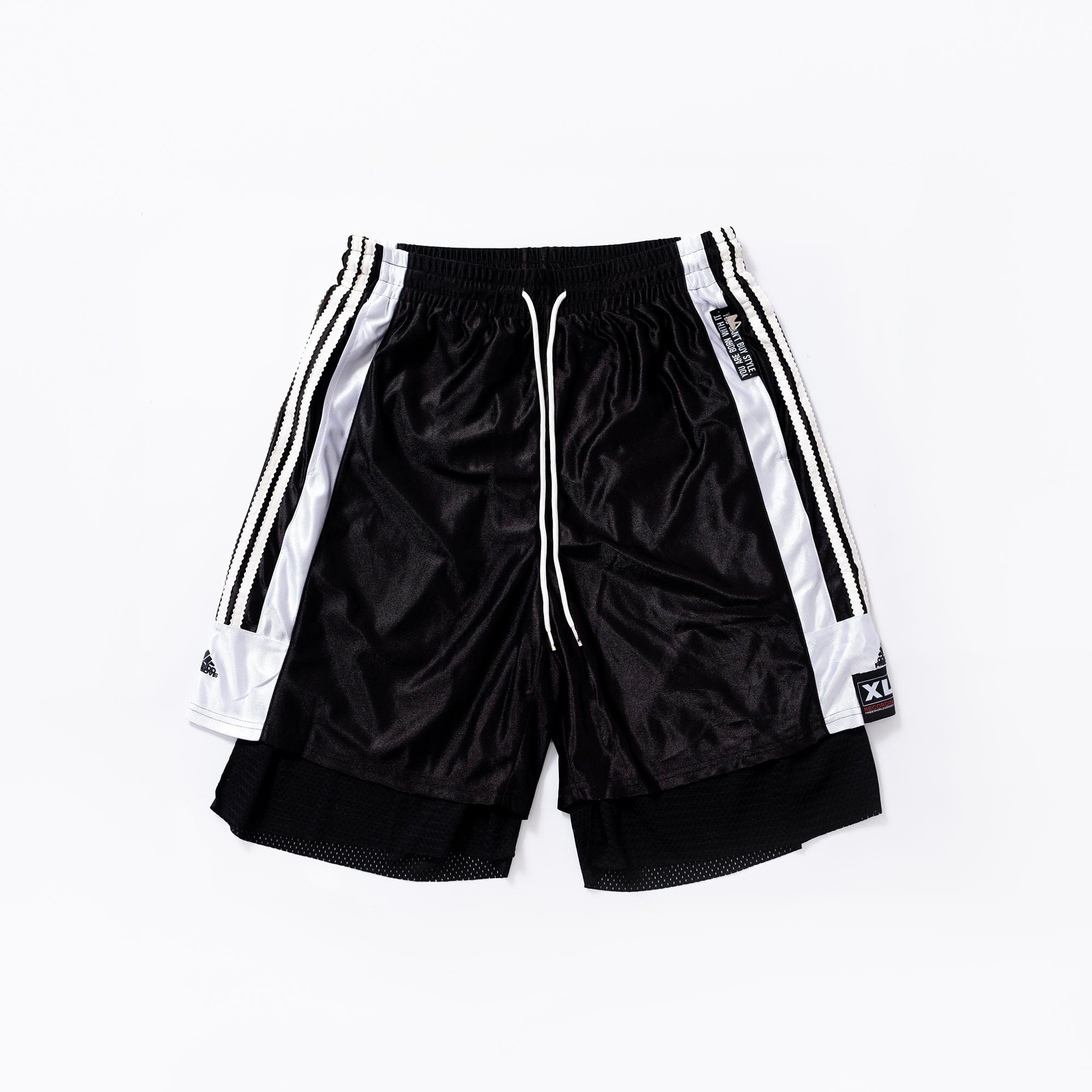 FVVO Layered Mesh Satin Striped Shorts, premium urban and streetwear designers apparel on PROJECTISR.com, FVVO