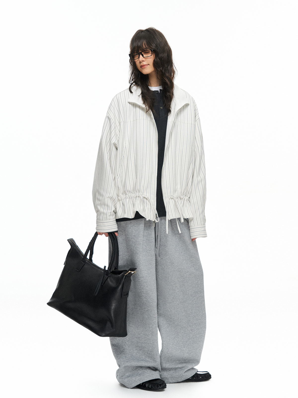 TGNS Reversible Drawstring Stand-Collar Oversized Jacket
