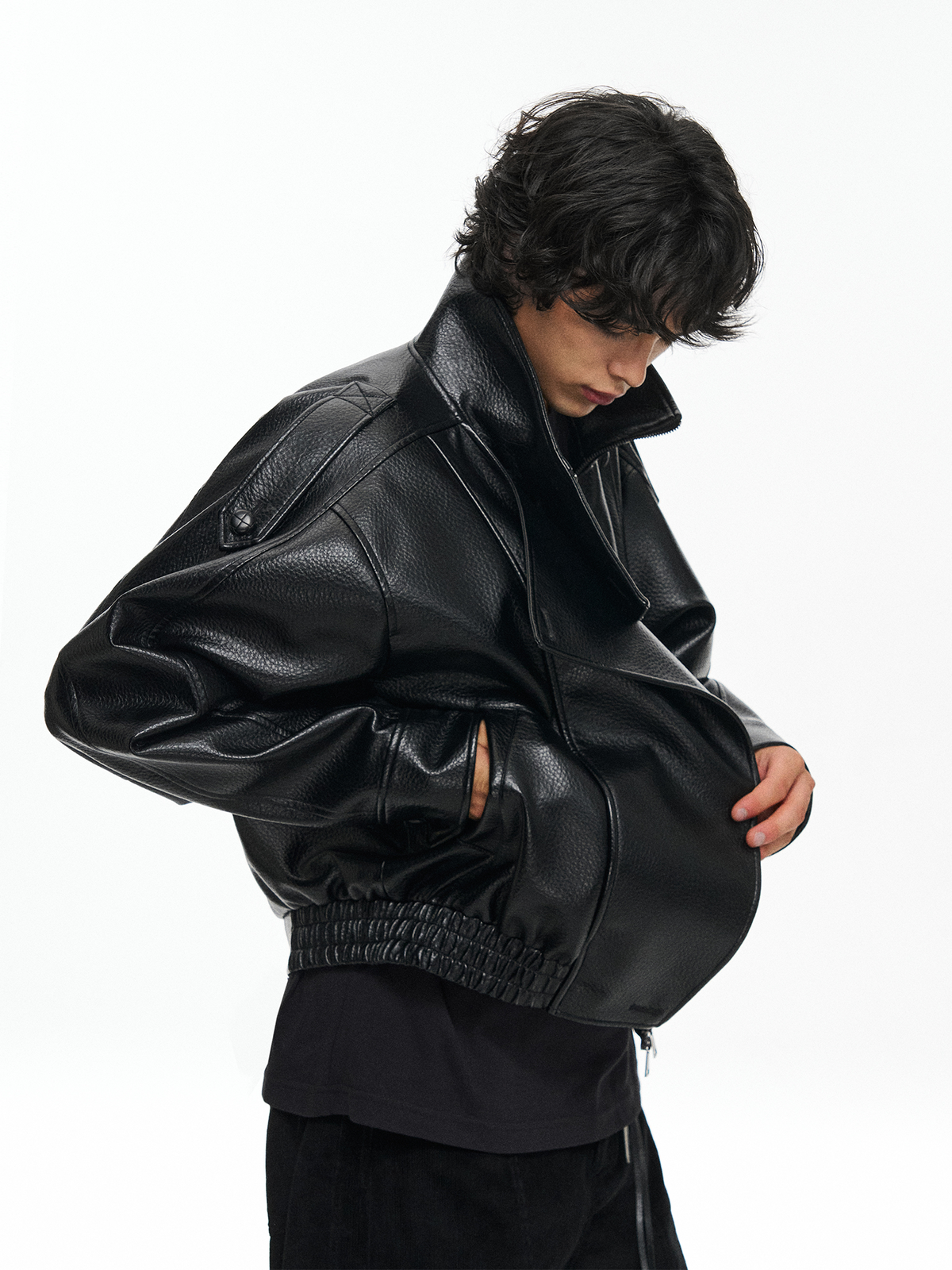 TGNS Faux Leather Biker Jacket