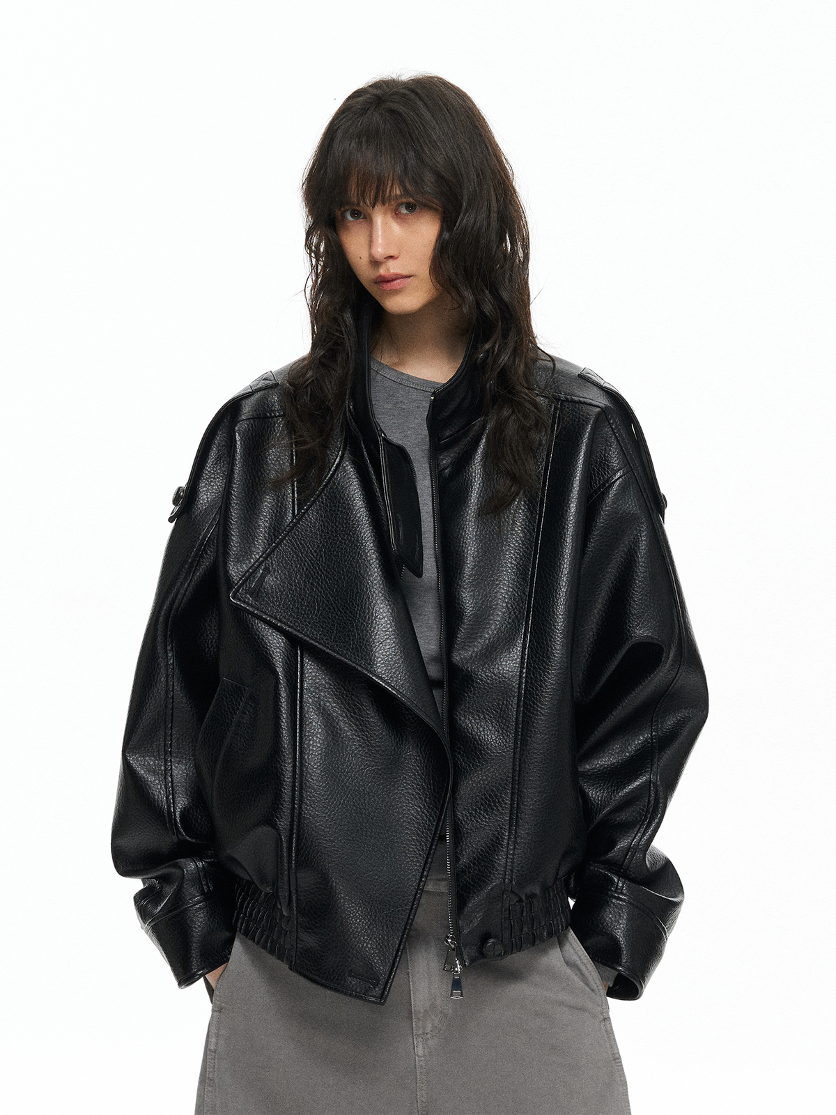 TGNS Faux Leather Biker Jacket