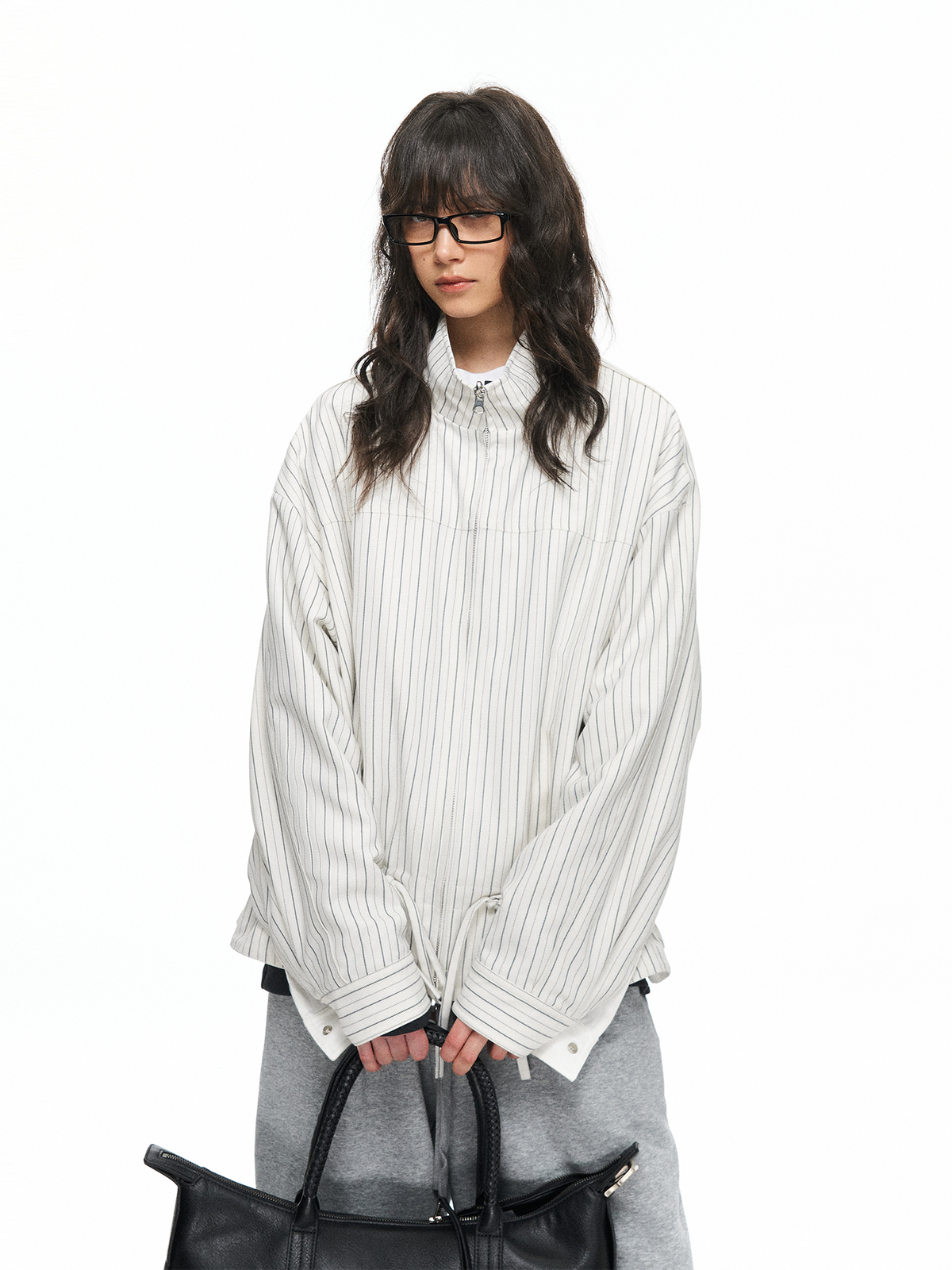TGNS Reversible Drawstring Stand-Collar Oversized Jacket