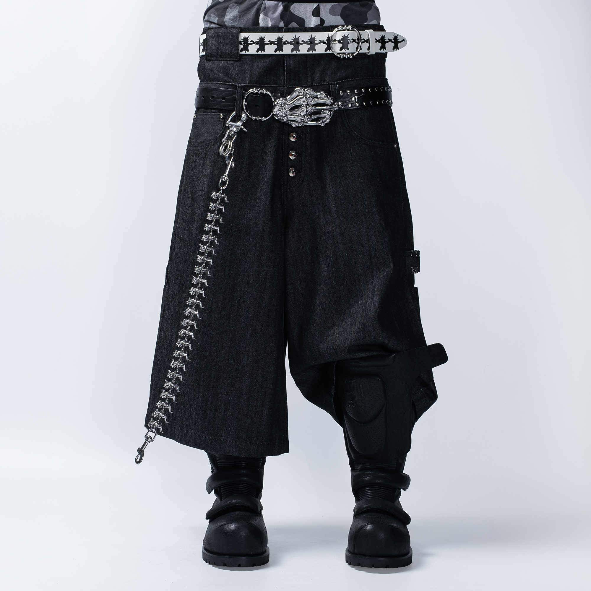 FVVO Layered-Waist Studded Cropped Pants