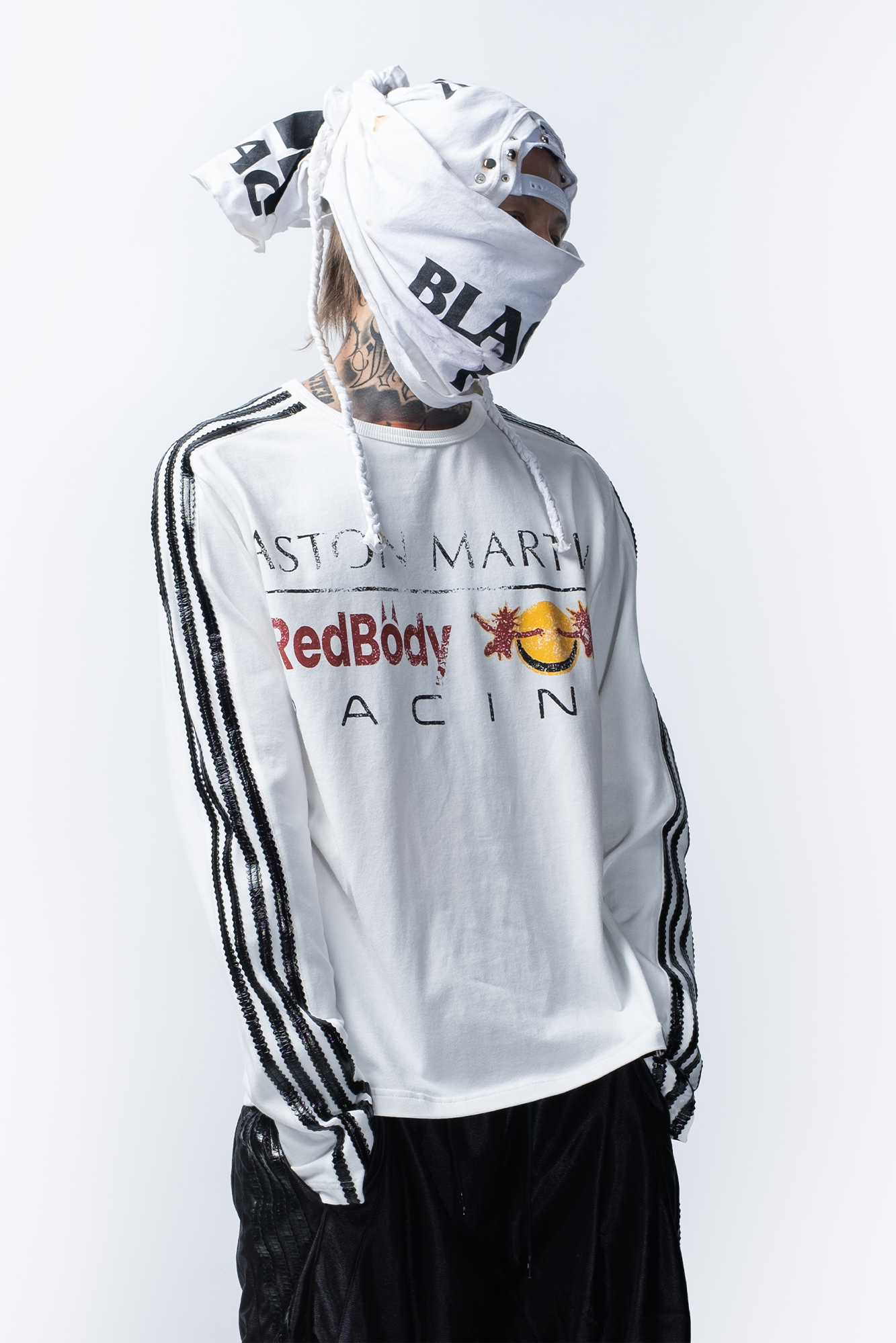 FVVO Parody Logo Slim-Fit Long Sleeve Tee, premium urban and streetwear designers apparel on PROJECTISR.com, FVVO