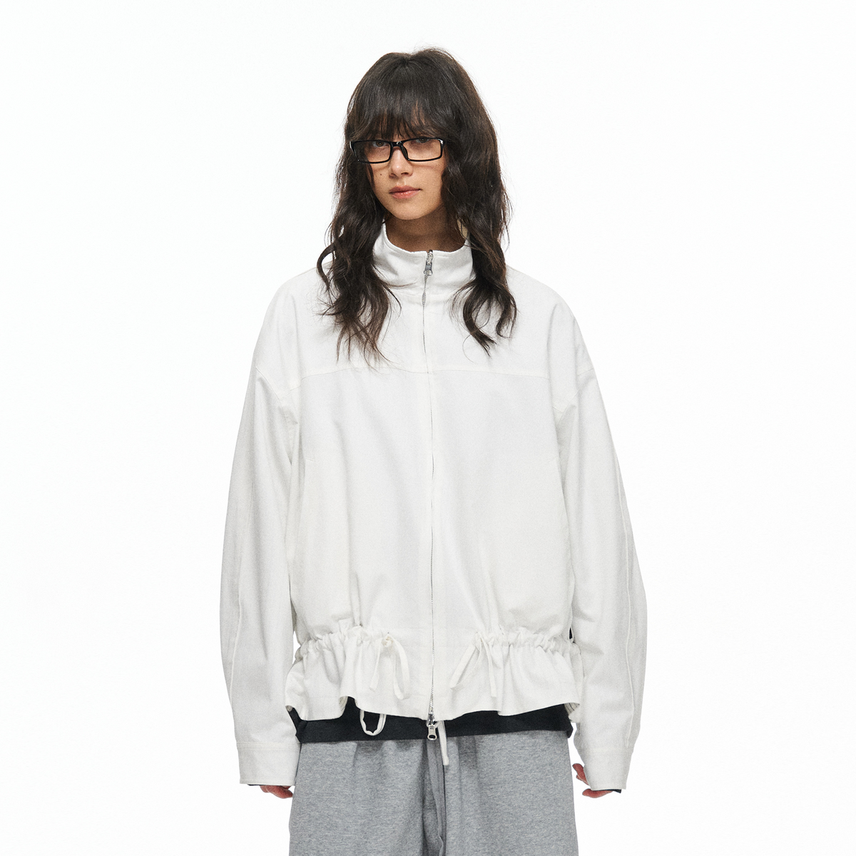 TGNS Reversible Drawstring Stand-Collar Oversized Jacket