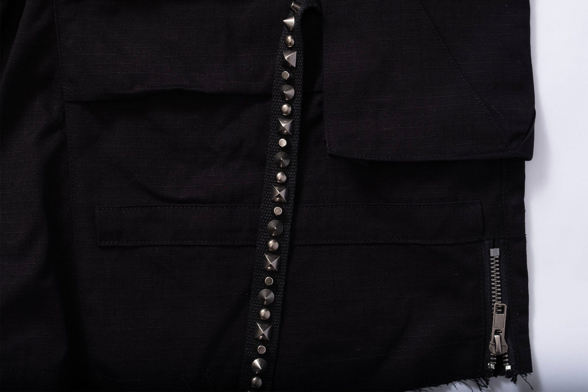 FVVO Distressed Rivet Strap Cargo Shorts Black, premium urban and streetwear designers apparel on PROJECTISR.com, FVVO