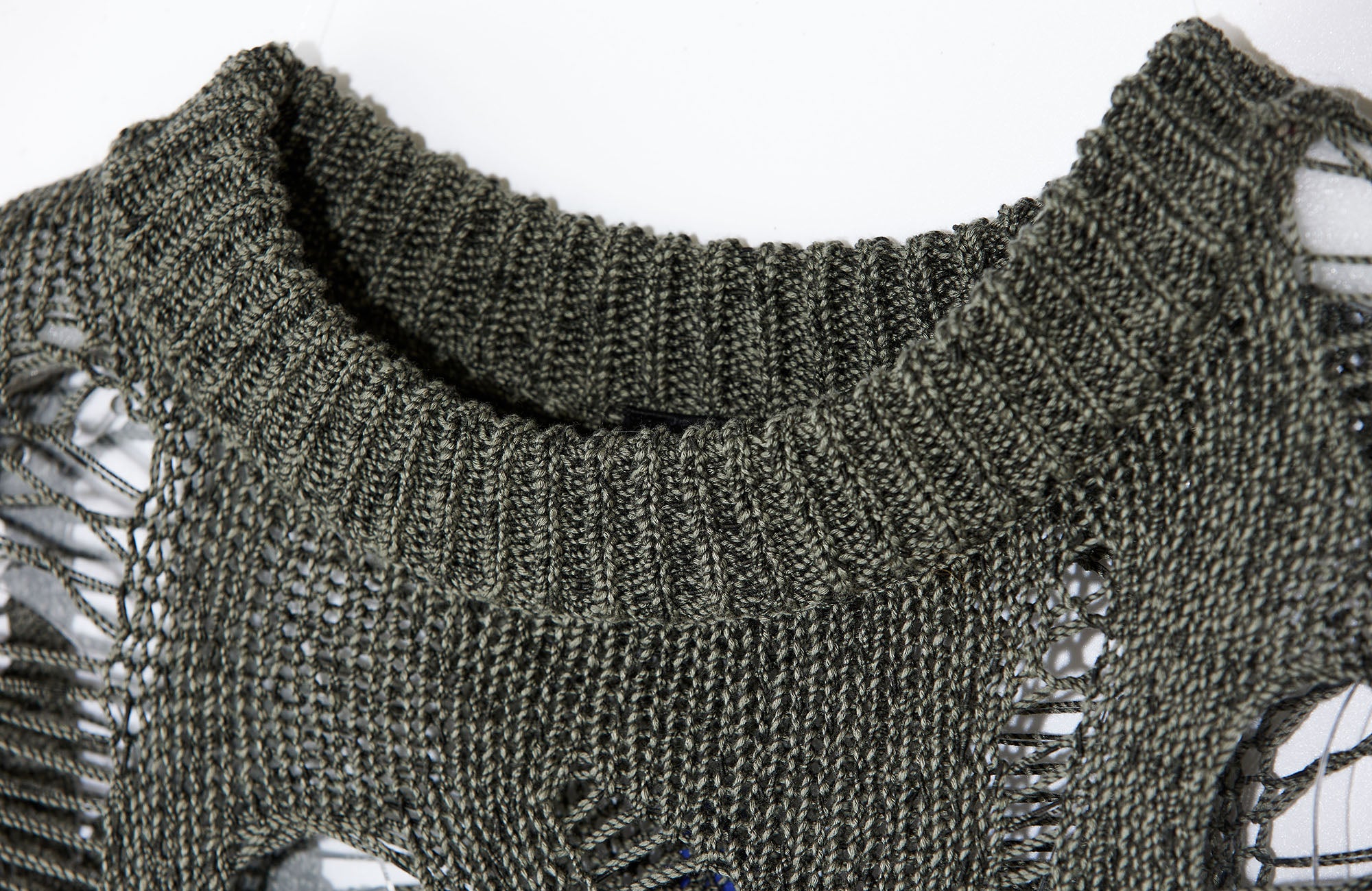 ROARINGWILD A ARCH Distressed Hollowed-Knit Sweater