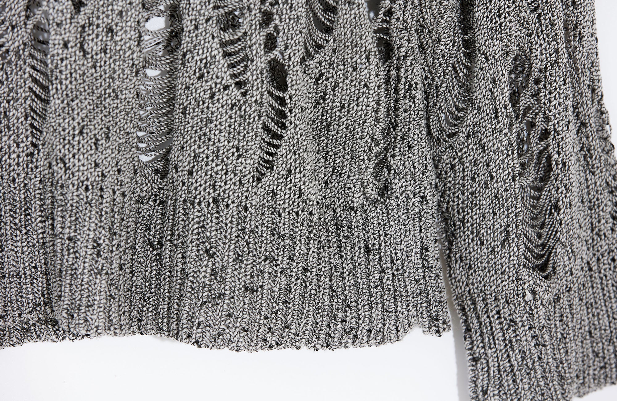 ROARINGWILD A ARCH Distressed Hollowed-Knit Sweater