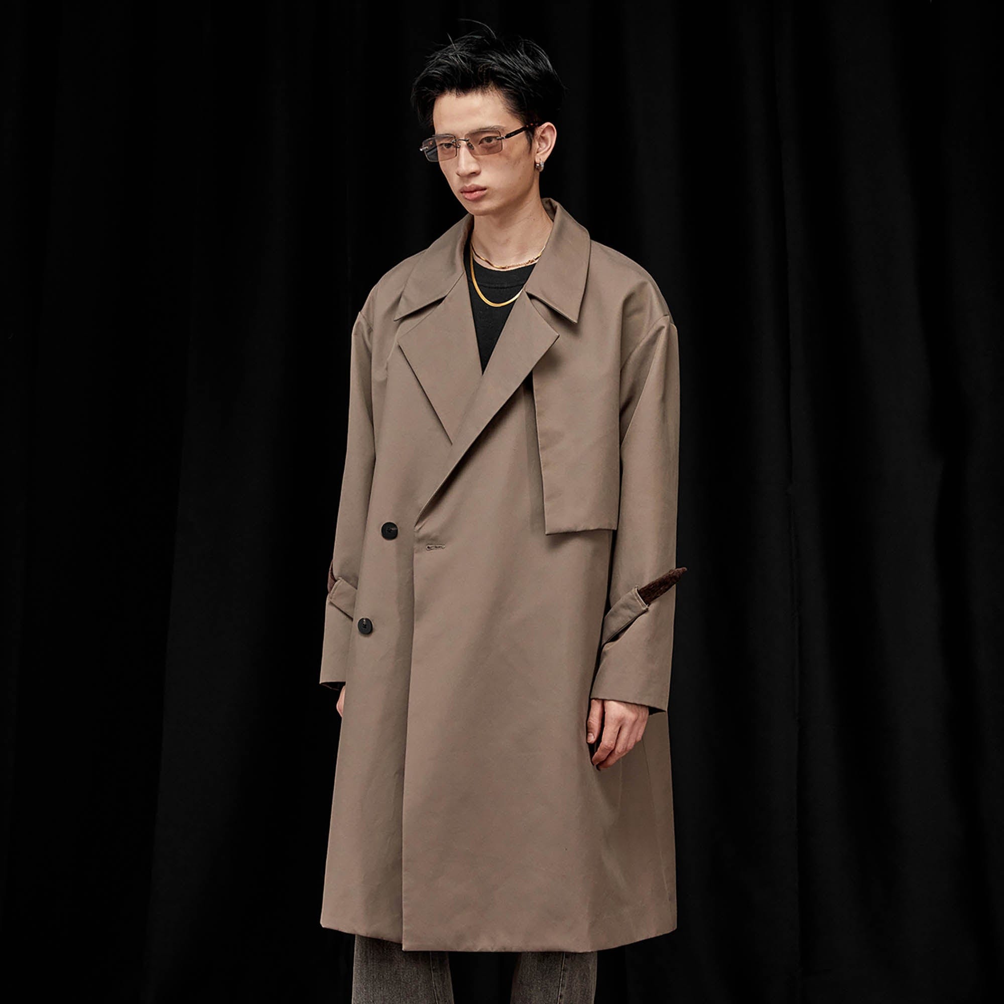 ALVNG AR ANTS Double-Breasted Notch Lapel Oversized Coat, premium urban and streetwear designers apparel on PROJECTISR.com, ALVNG AR ANTS