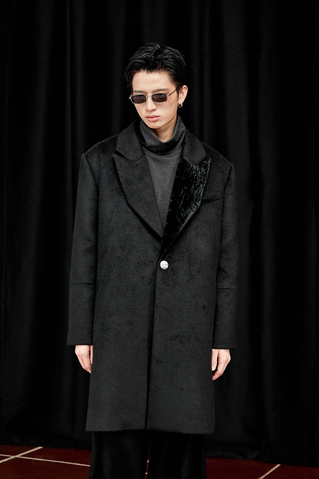 ALVNG AR ANTS Wool-Blend Peak Lapel Oversized Coat, premium urban and streetwear designers apparel on PROJECTISR.com, ALVNG AR ANTS