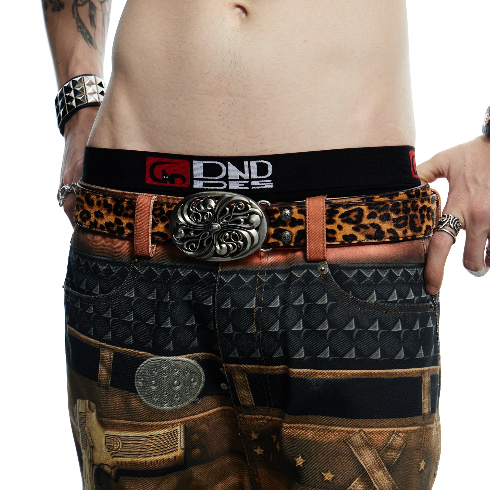 DND4DES Filigree Buckle Horsehair Leopard Belt, premium urban and streetwear designers apparel on PROJECTISR.com, DND4DES