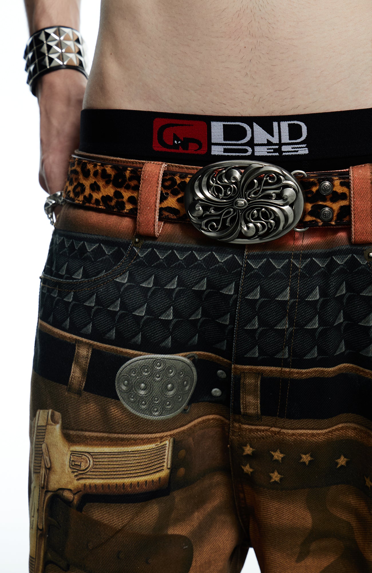 DND4DES Filigree Buckle Horsehair Leopard Belt, premium urban and streetwear designers apparel on PROJECTISR.com, DND4DES