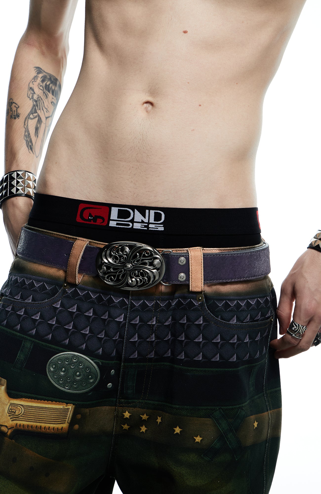 DND4DES Filigree Buckle Cowhide Leather Belt Purple, premium urban and streetwear designers apparel on PROJECTISR.com, DND4DES