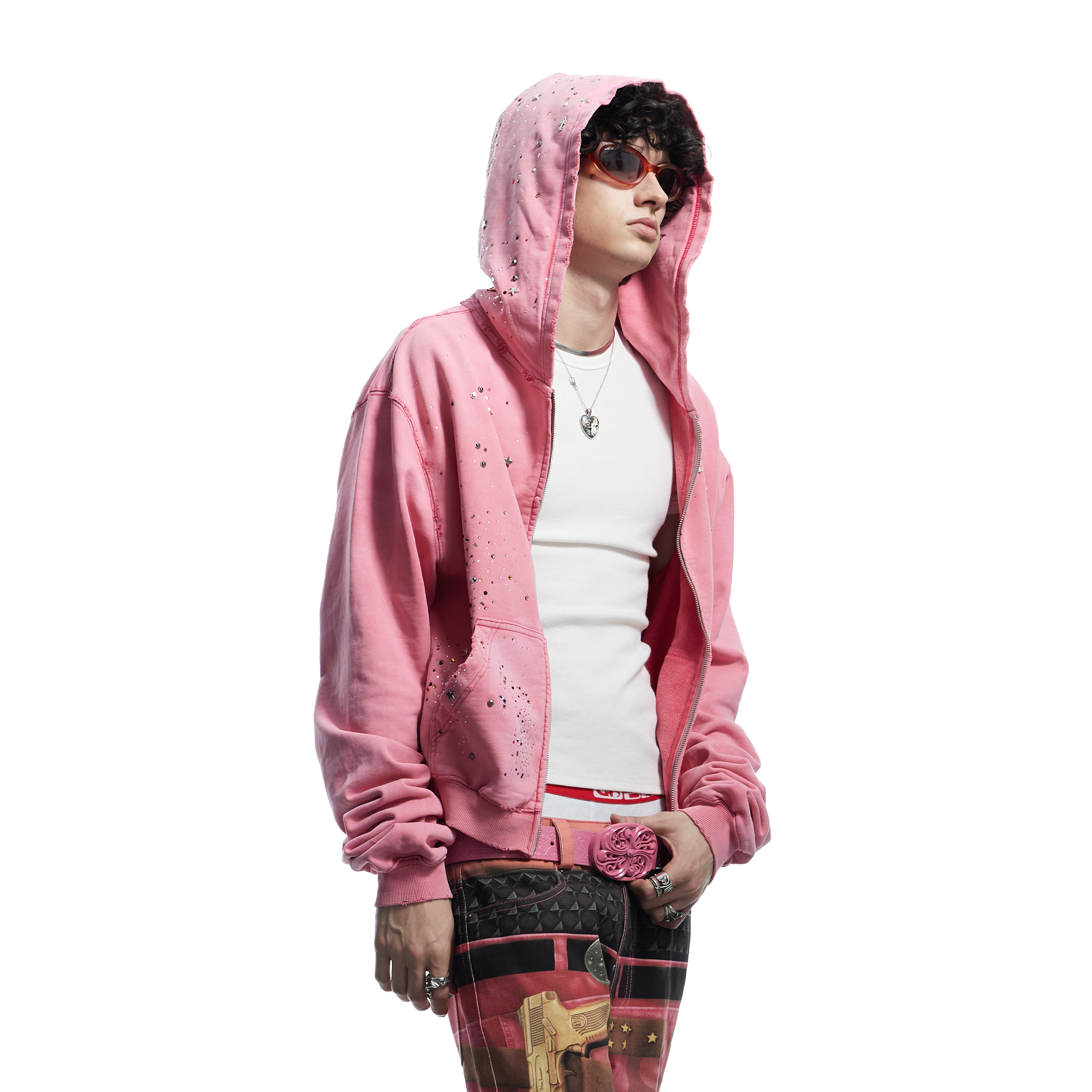 DND4DES Starry Diamond Washed Zip-Up Hoodie, premium urban and streetwear designers apparel on PROJECTISR.com, DND4DES