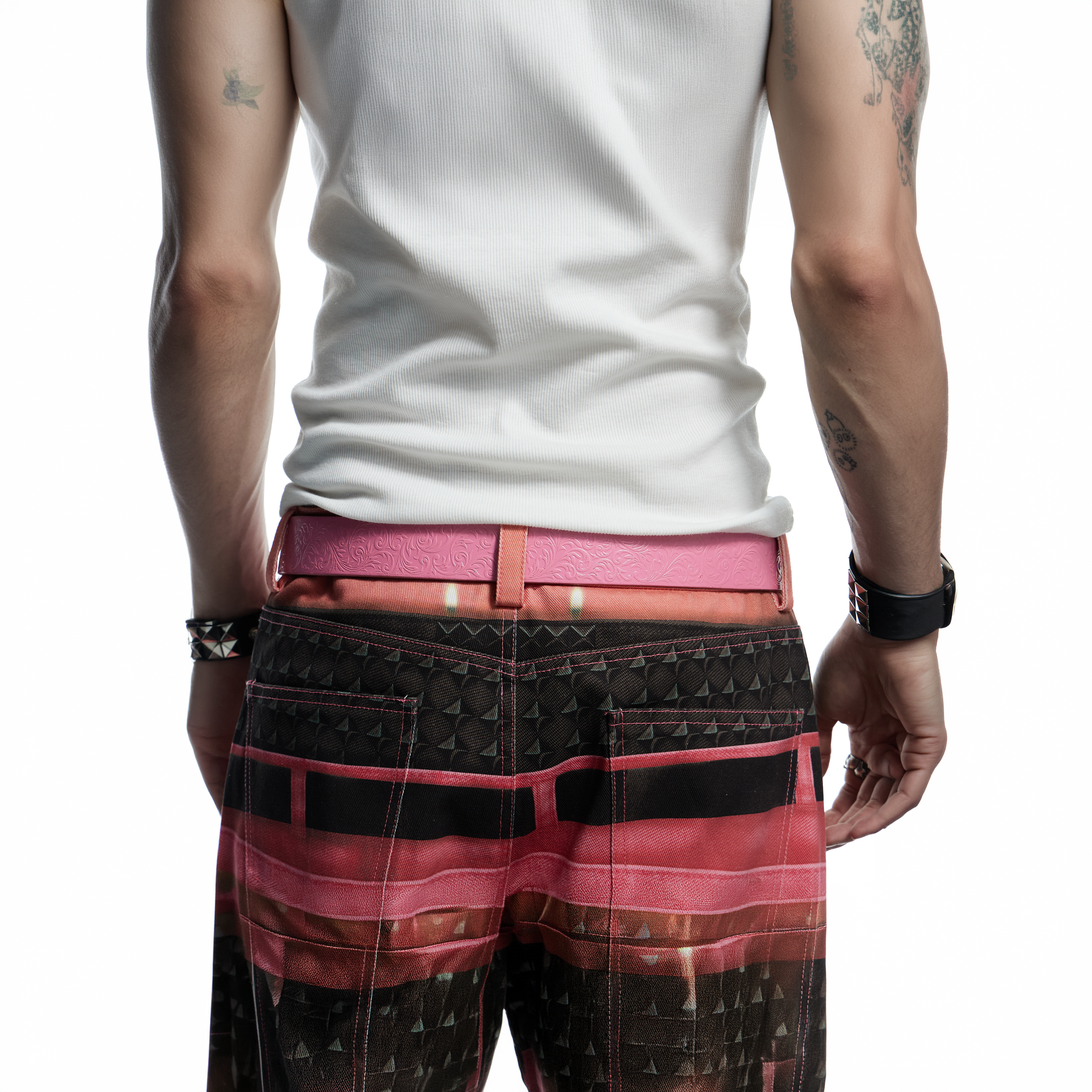 DND4DES Filigree Buckle Cowhide Leather Belt Pink, premium urban and streetwear designers apparel on PROJECTISR.com, DND4DES