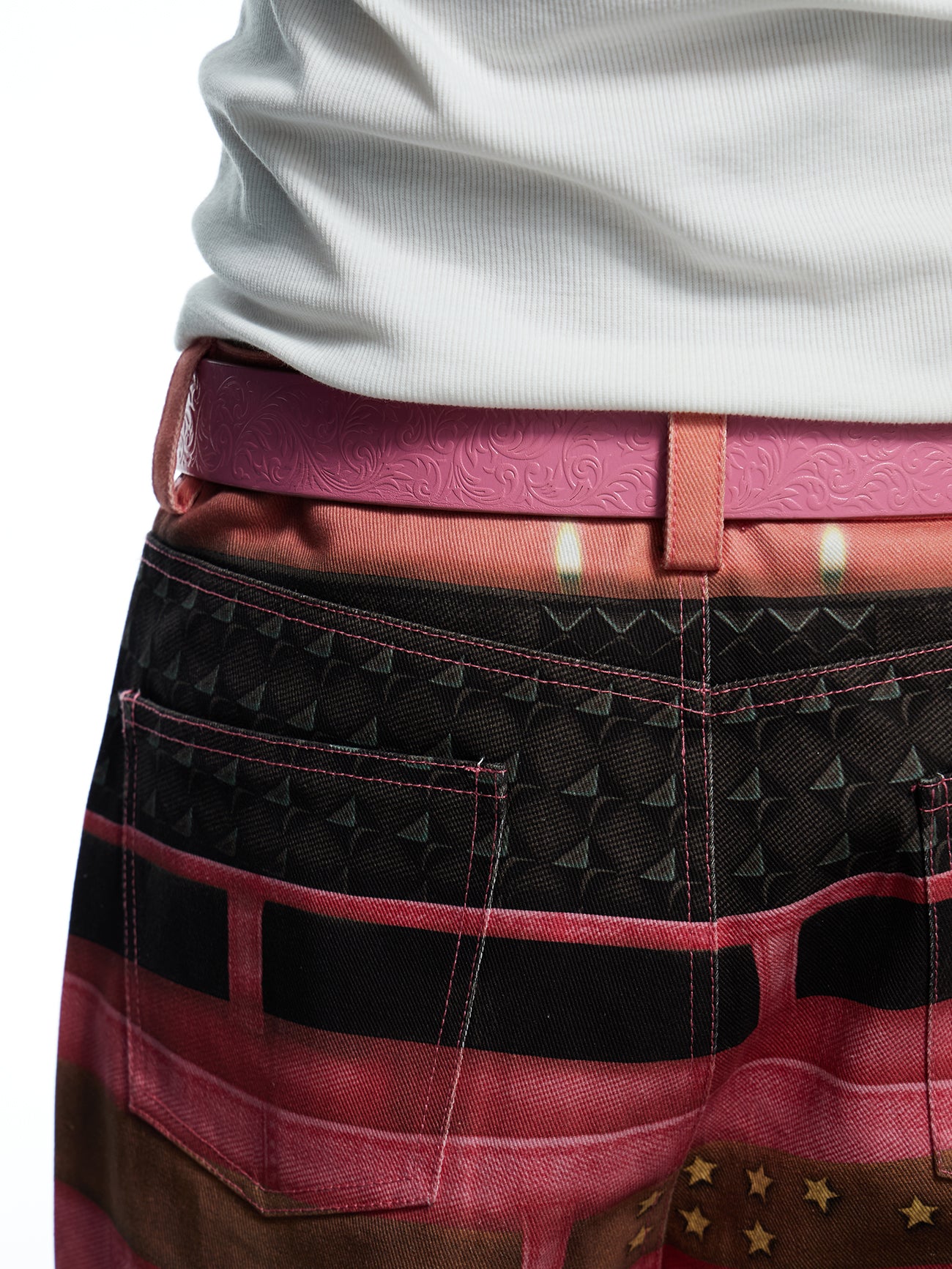 DND4DES Filigree Buckle Cowhide Leather Belt Pink, premium urban and streetwear designers apparel on PROJECTISR.com, DND4DES