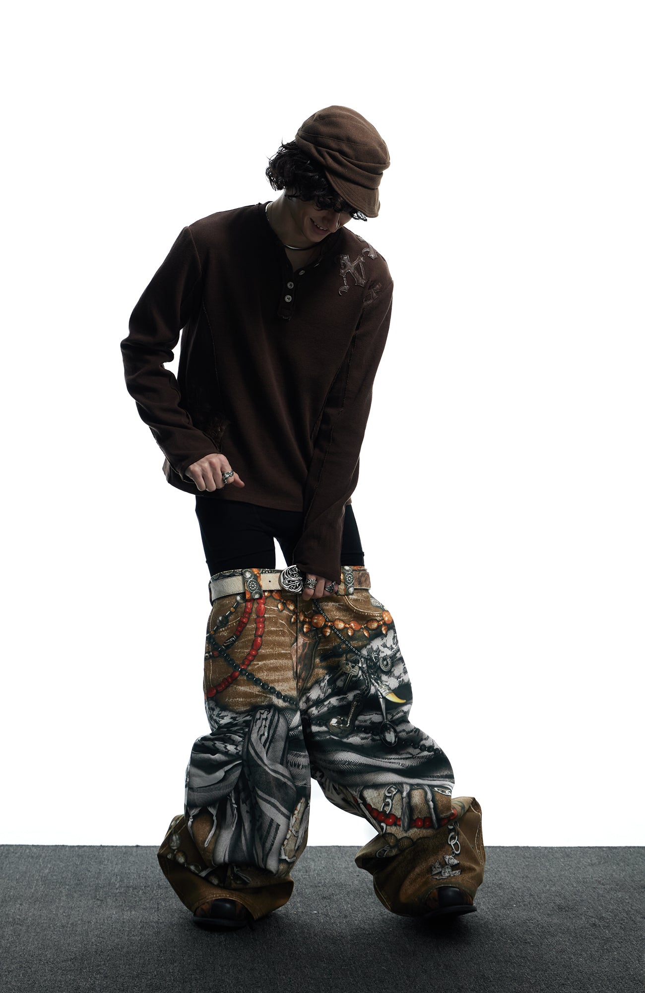 DND4DES Antique Jewelry Print Baggy Jeans, premium urban and streetwear designers apparel on PROJECTISR.com, DND4DES