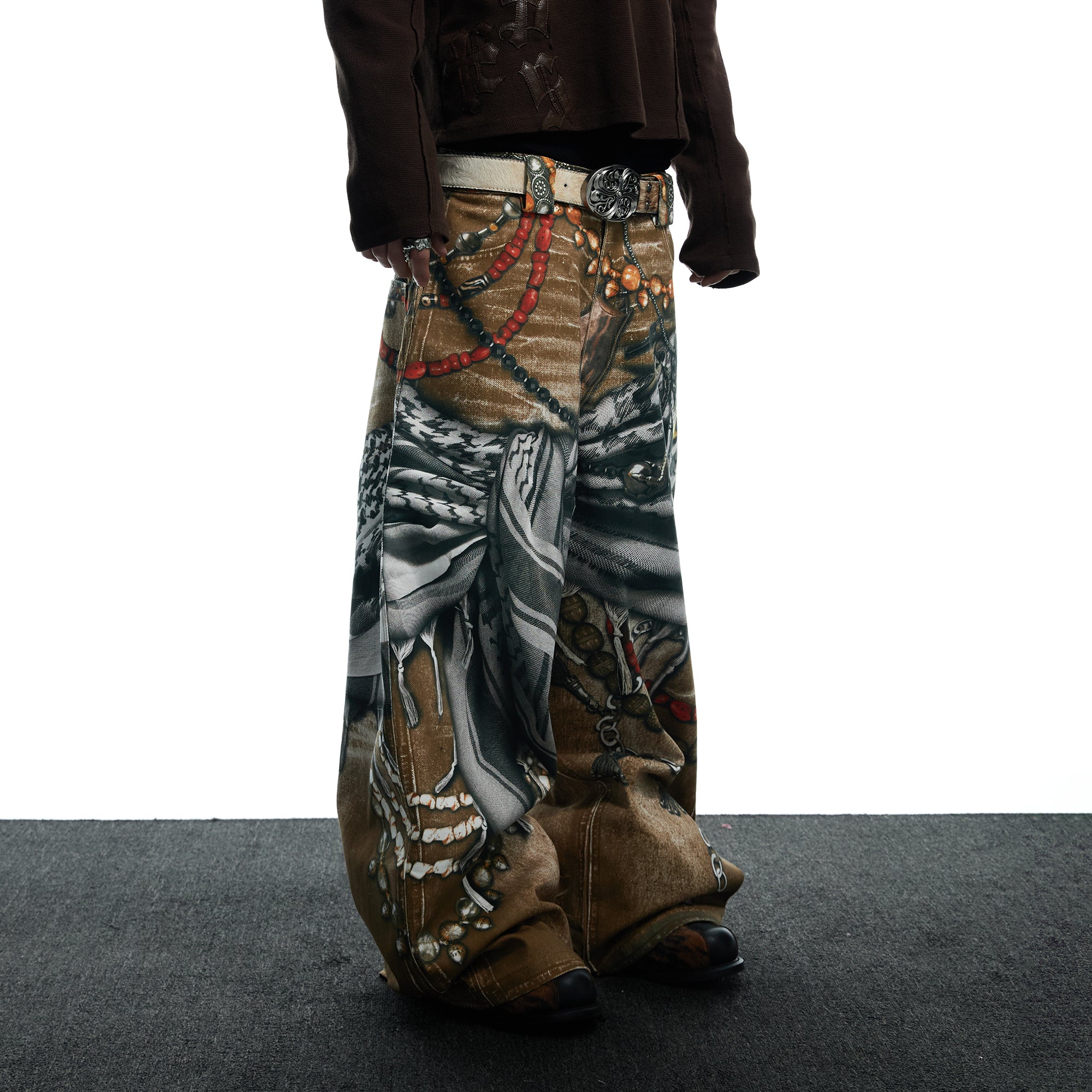 DND4DES Antique Jewelry Print Baggy Jeans, premium urban and streetwear designers apparel on PROJECTISR.com, DND4DES