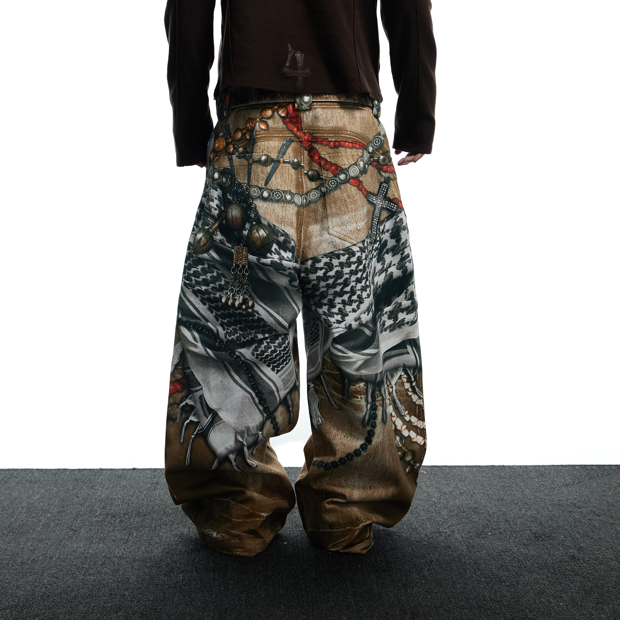 DND4DES Antique Jewelry Print Baggy Jeans, premium urban and streetwear designers apparel on PROJECTISR.com, DND4DES