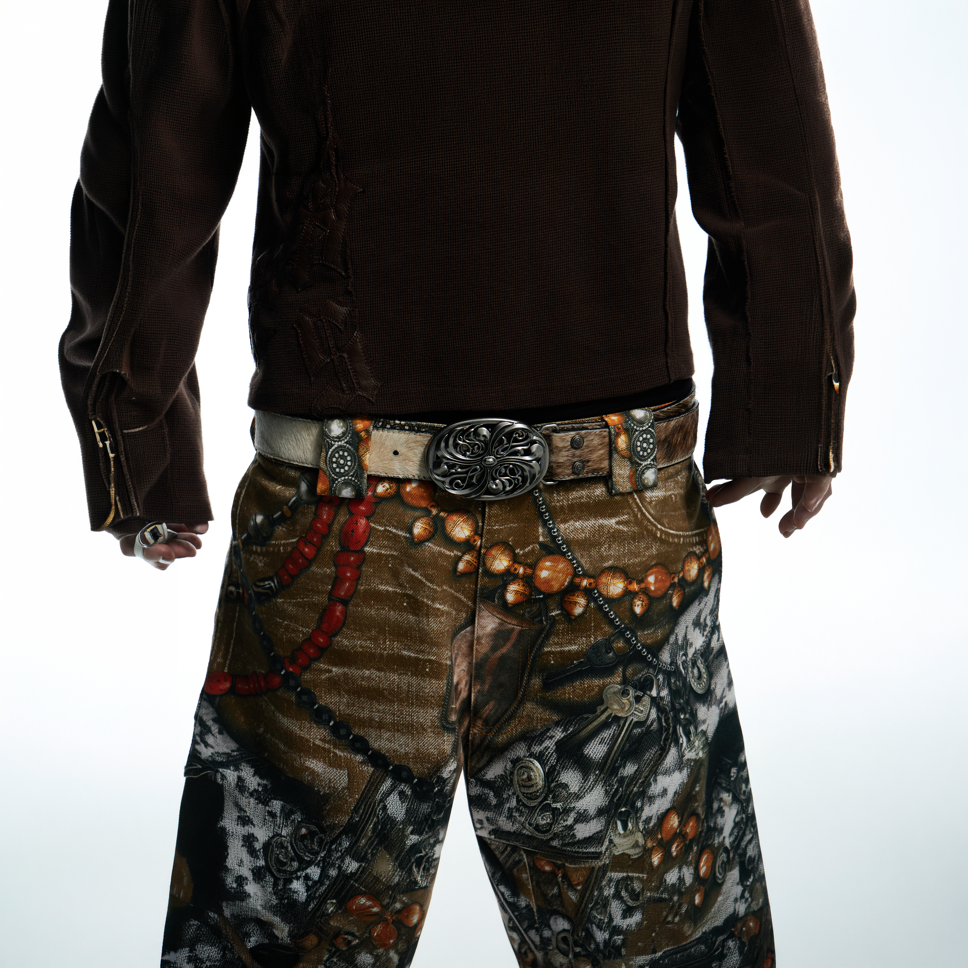 DND4DES Filigree Buckle Horsehair Leather Belt, premium urban and streetwear designers apparel on PROJECTISR.com, DND4DES