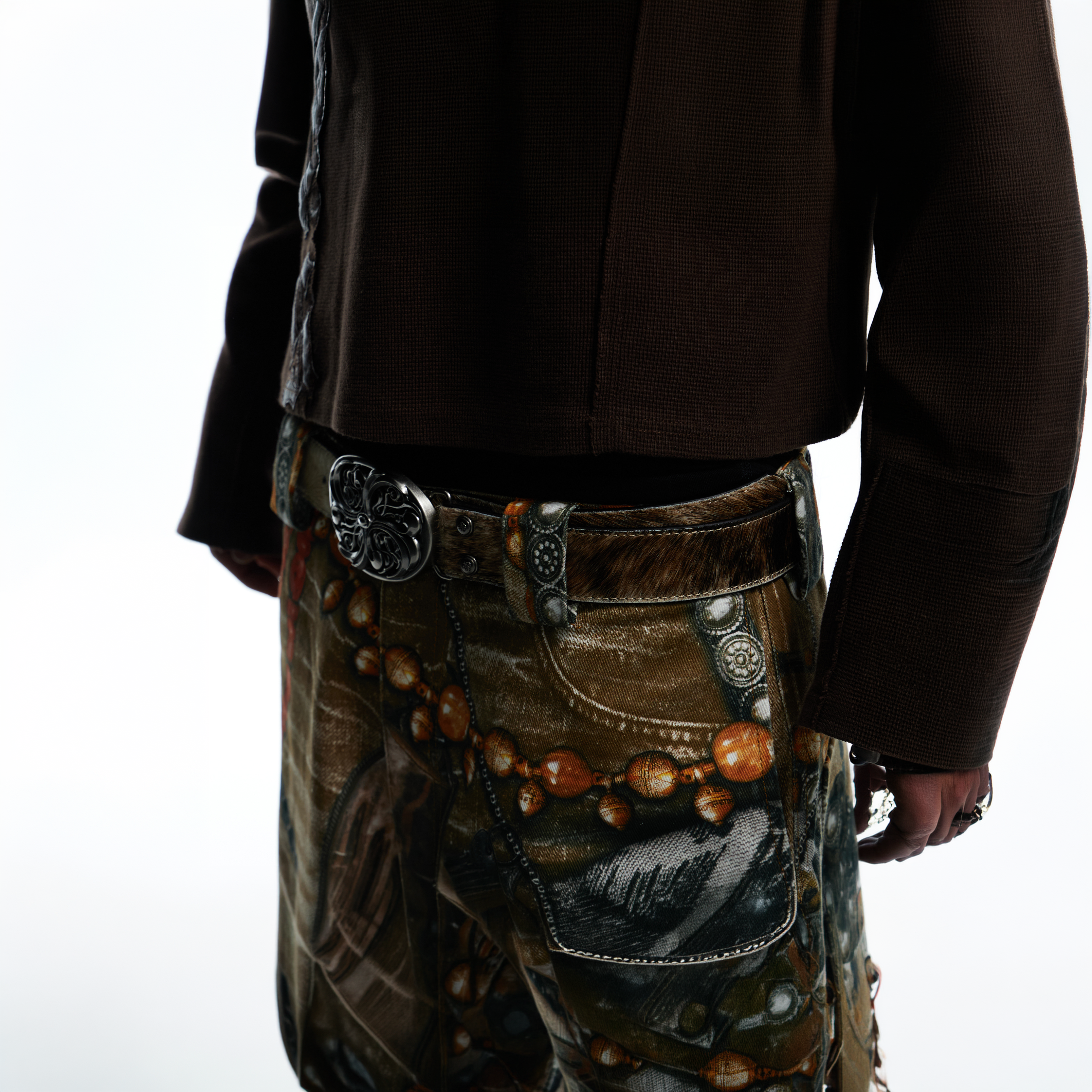 DND4DES Filigree Buckle Horsehair Leather Belt, premium urban and streetwear designers apparel on PROJECTISR.com, DND4DES