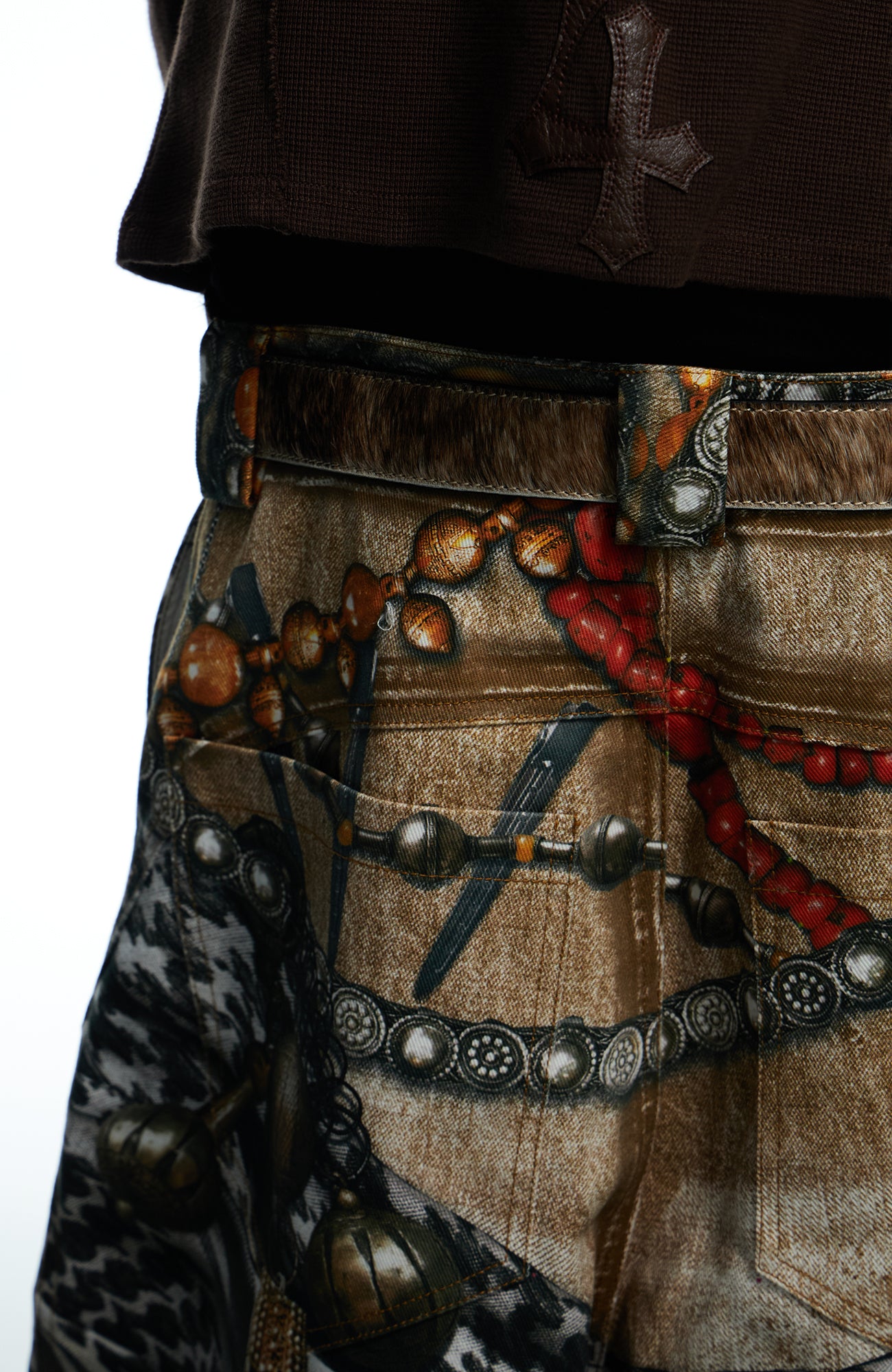 DND4DES Filigree Buckle Horsehair Leather Belt, premium urban and streetwear designers apparel on PROJECTISR.com, DND4DES