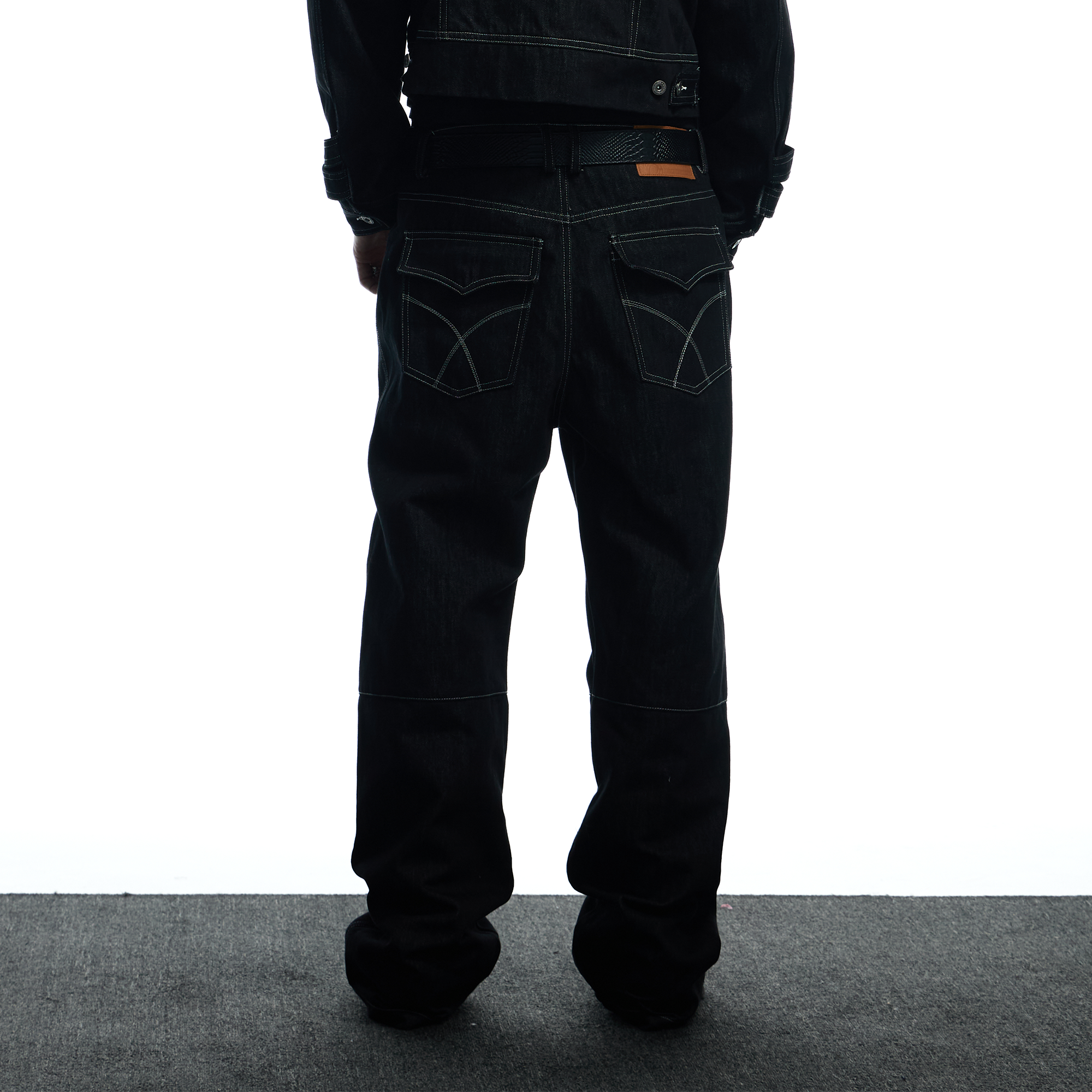 DND4DES Studded Raw Denim Flare Jeans, premium urban and streetwear designers apparel on PROJECTISR.com, DND4DES