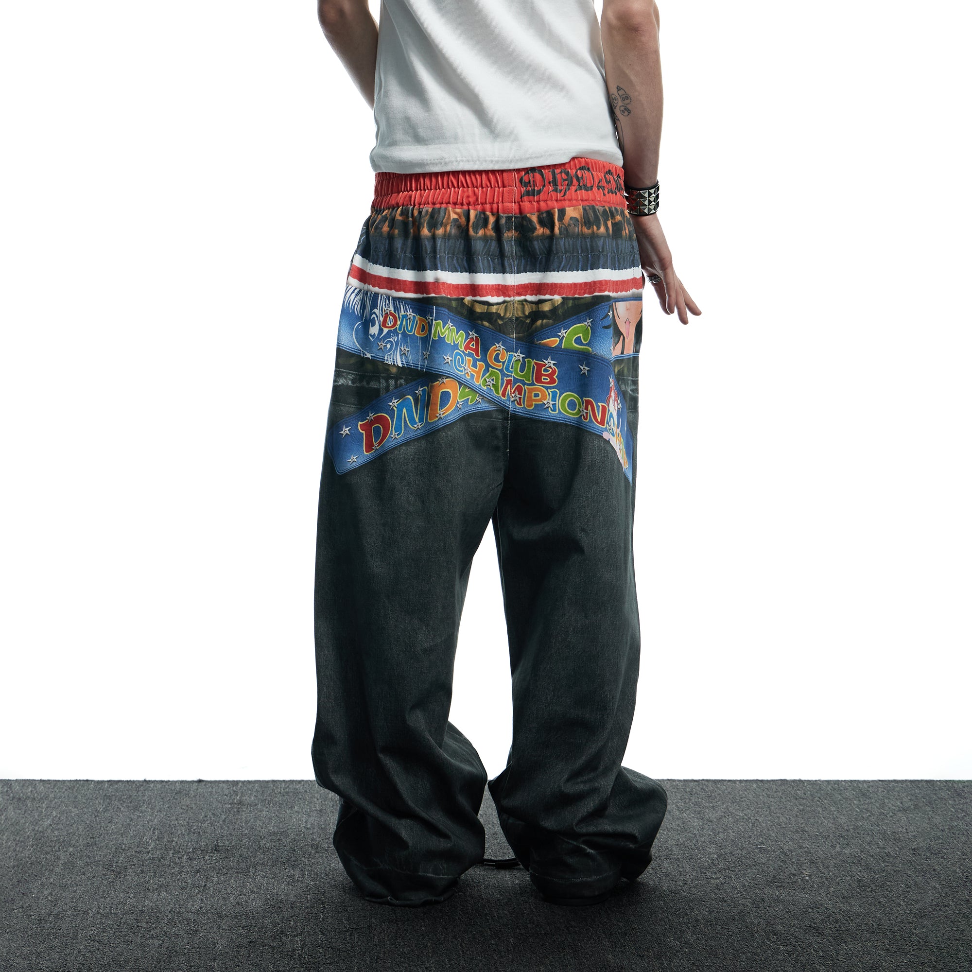 DND4DES Boxing Championship Belt Print Baggy Trousers, premium urban and streetwear designers apparel on PROJECTISR.com, DND4DES