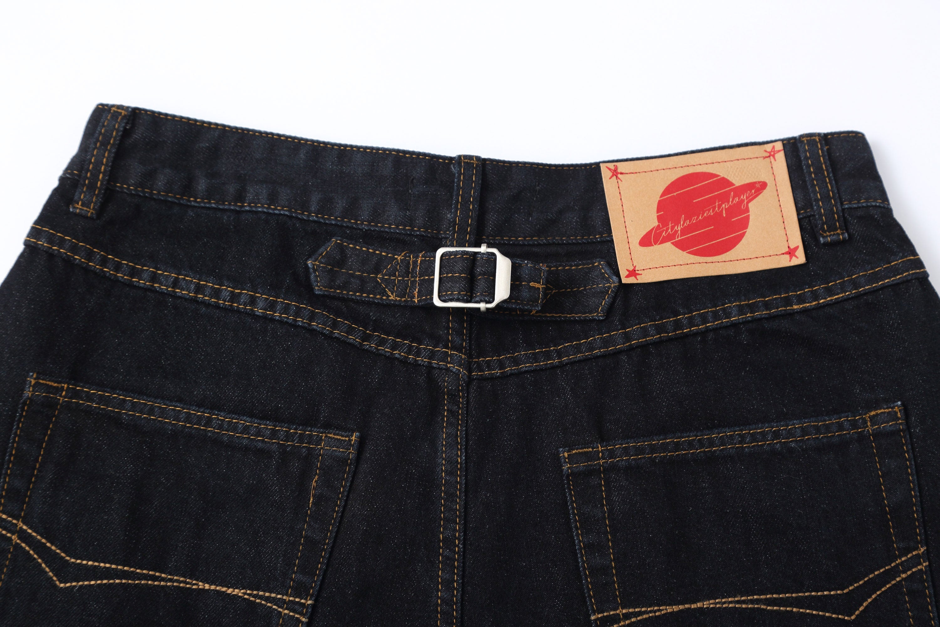 CLP Contrast-Waist Botton-Fly Oversized Raw Jeans, premium urban and streetwear designers apparel on PROJECTISR.com, CLP
