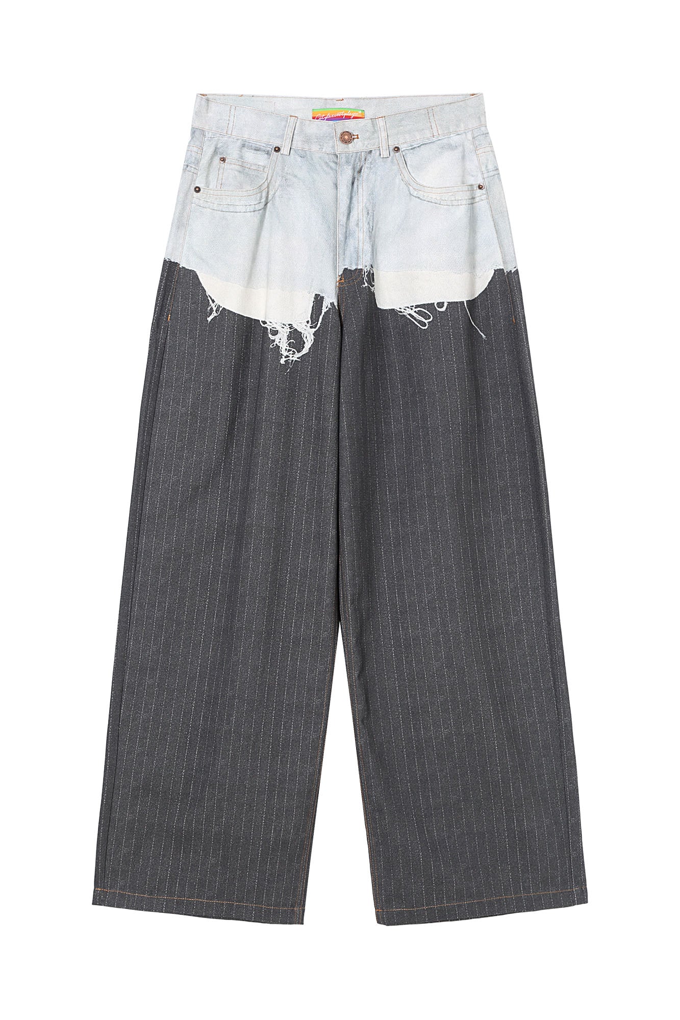 CLP Denim-Waist Pinstripe Straight-Leg Pants, premium urban and streetwear designers apparel on PROJECTISR.com, CLP