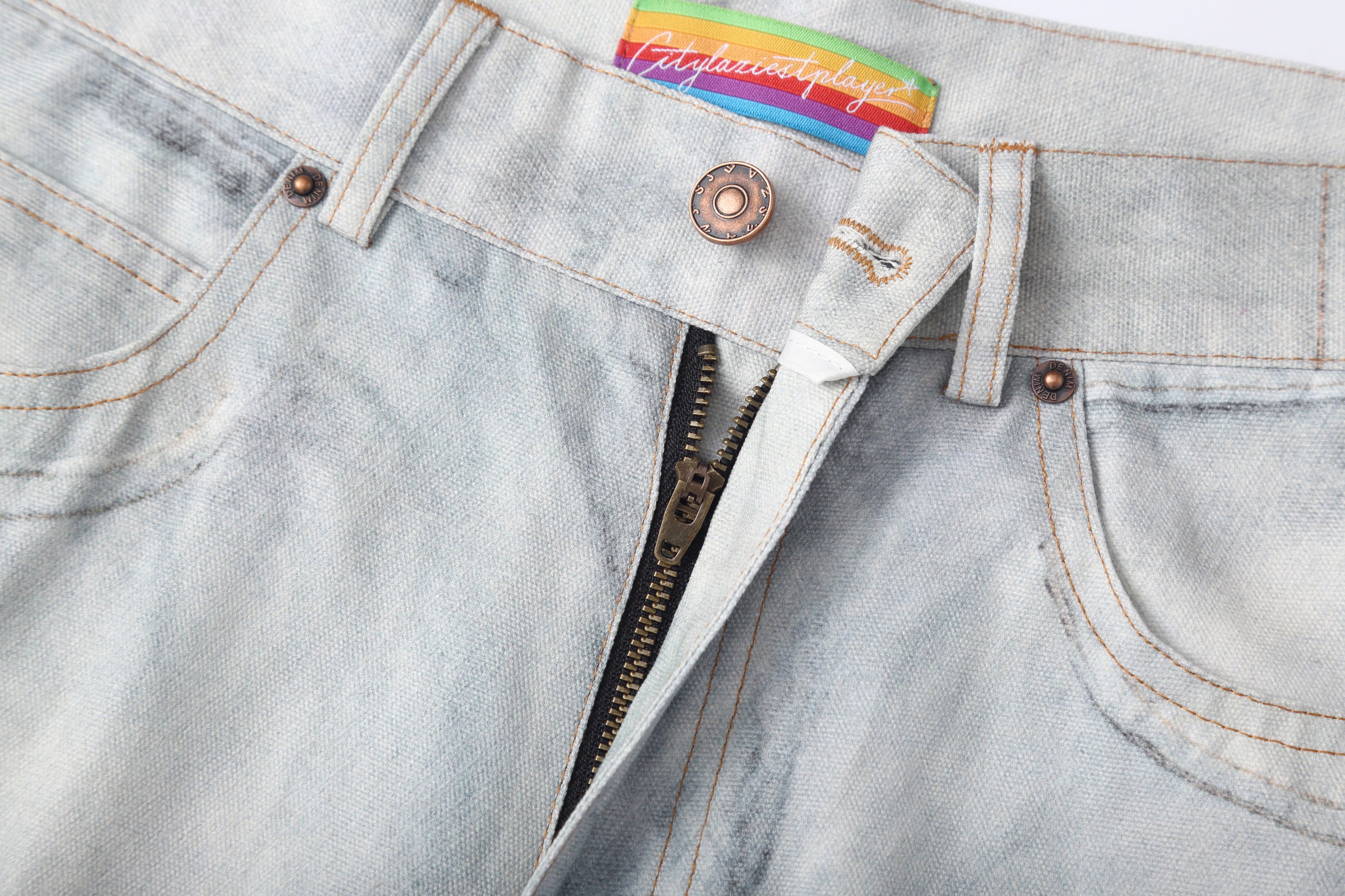 CLP Denim-Waist Pinstripe Straight-Leg Pants, premium urban and streetwear designers apparel on PROJECTISR.com, CLP