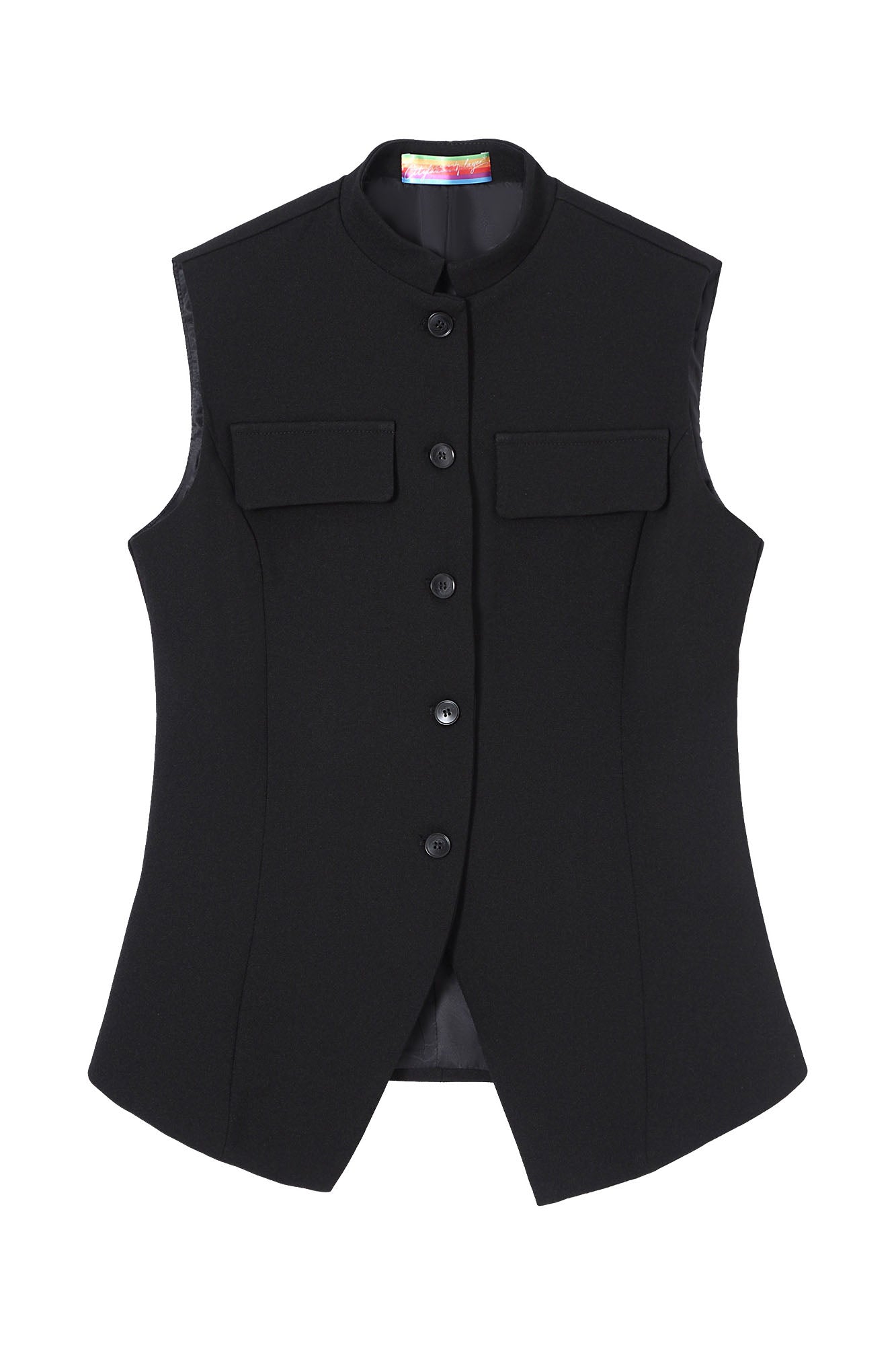 CLP Mandarin-Collar Curved-Placket Button Vest, premium urban and streetwear designers apparel on PROJECTISR.com, CLP