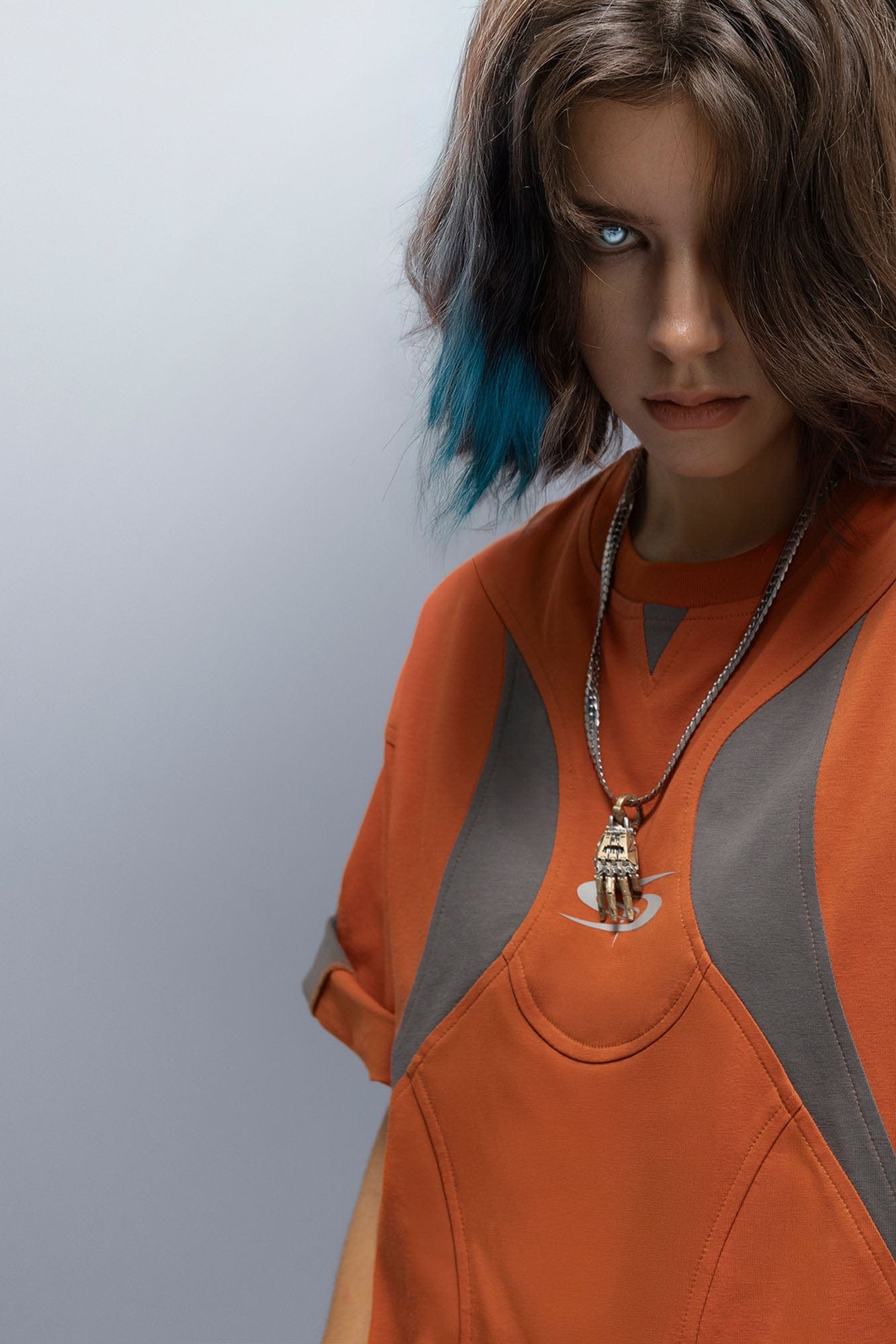 XIPHEVIL Curve Spliced Quick-Dry Sorona T-Shirt Orange