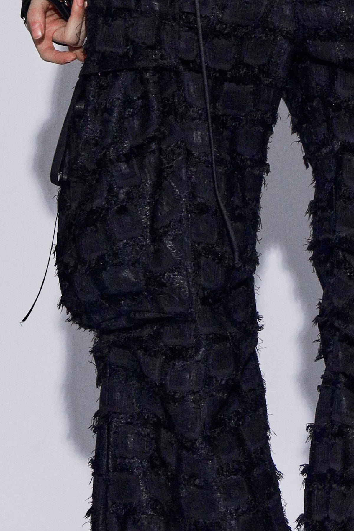 DND4DESxFaychui Fuzzy Grid Multi-Pocket Low-Rise Pants, premium urban and streetwear designers apparel on PROJECTISR.com, DND4DES