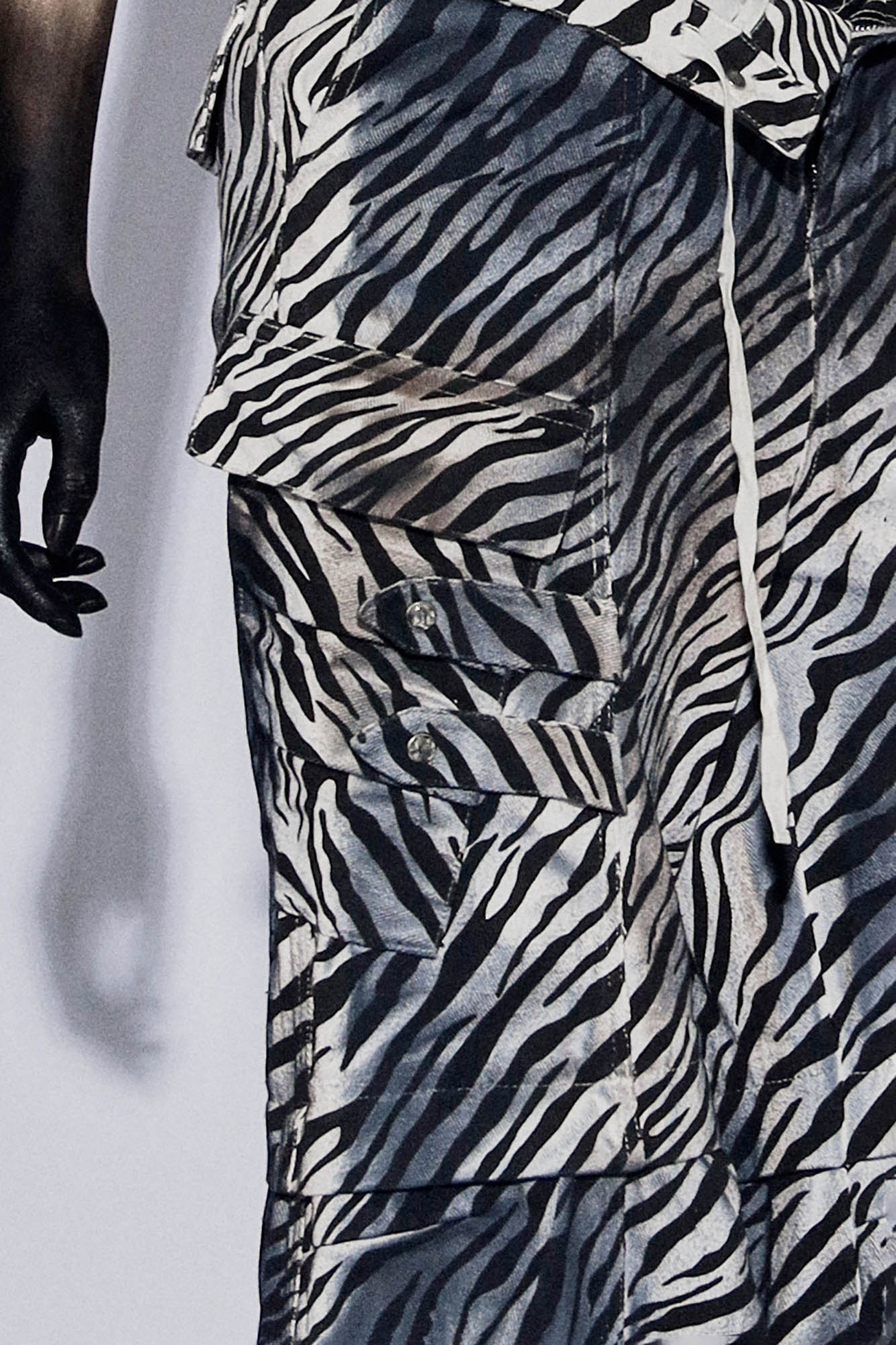 DND4DESxFaychui Zebra Drawstring Pleated Wide-Leg Pants, premium urban and streetwear designers apparel on PROJECTISR.com, DND4DES