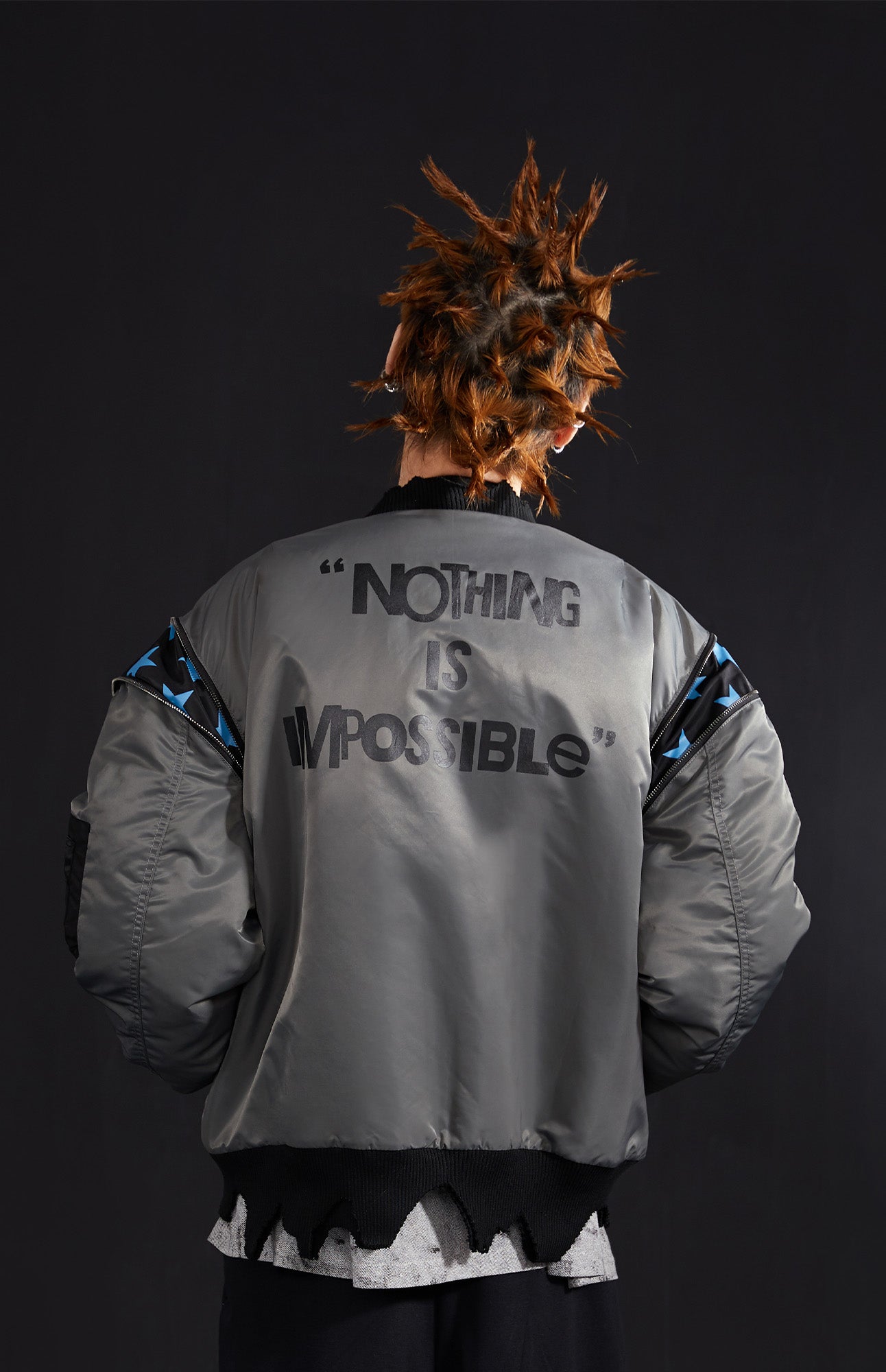 VENTUREK Retro Zipper-Spliced Raw Edge Bomber Jacket, premium urban and streetwear designers apparel on PROJECTISR.com, VENTUREK